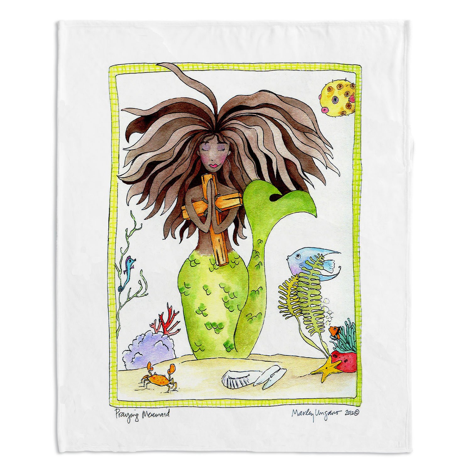 Marley Ungaro Praying Mermaid Fleece Blanket - Ultra Soft & Cozy Toddler Blanket 40