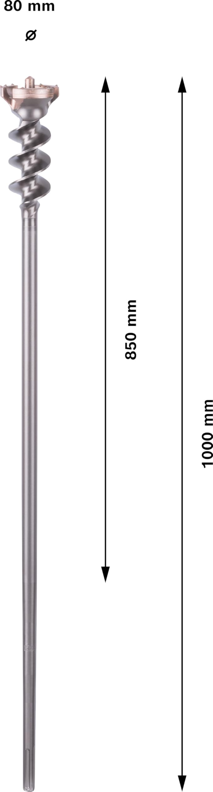 Bosch 1618596462 SDS-Max-9 Break Through Hammer Drill Bit 80mm x 850mm - Heavy Duty Concrete Drilling for Construction and Demolition