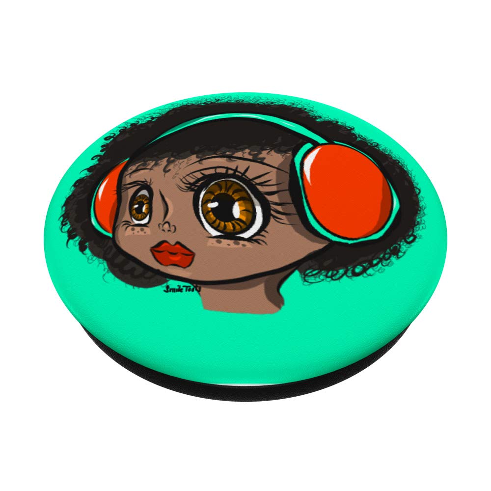 Stylish Afro Hair Phone Grip with Built-in Headphones - Collapsible Stand for iPhone & Android | Perfect for Music Lovers & TikTok Creators