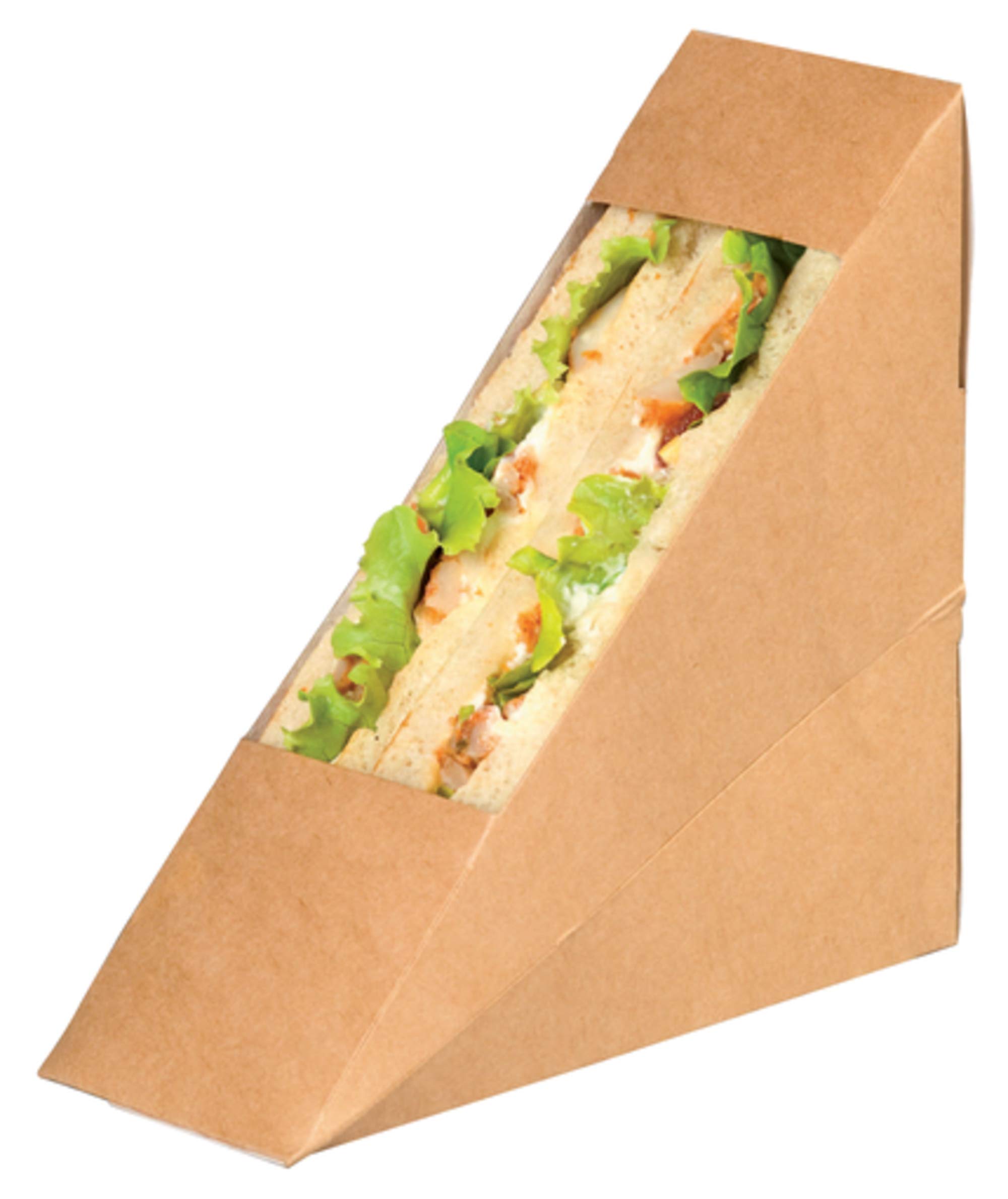 Eco-Friendly Kraft Triangle Sandwich Box with Window - 4.84