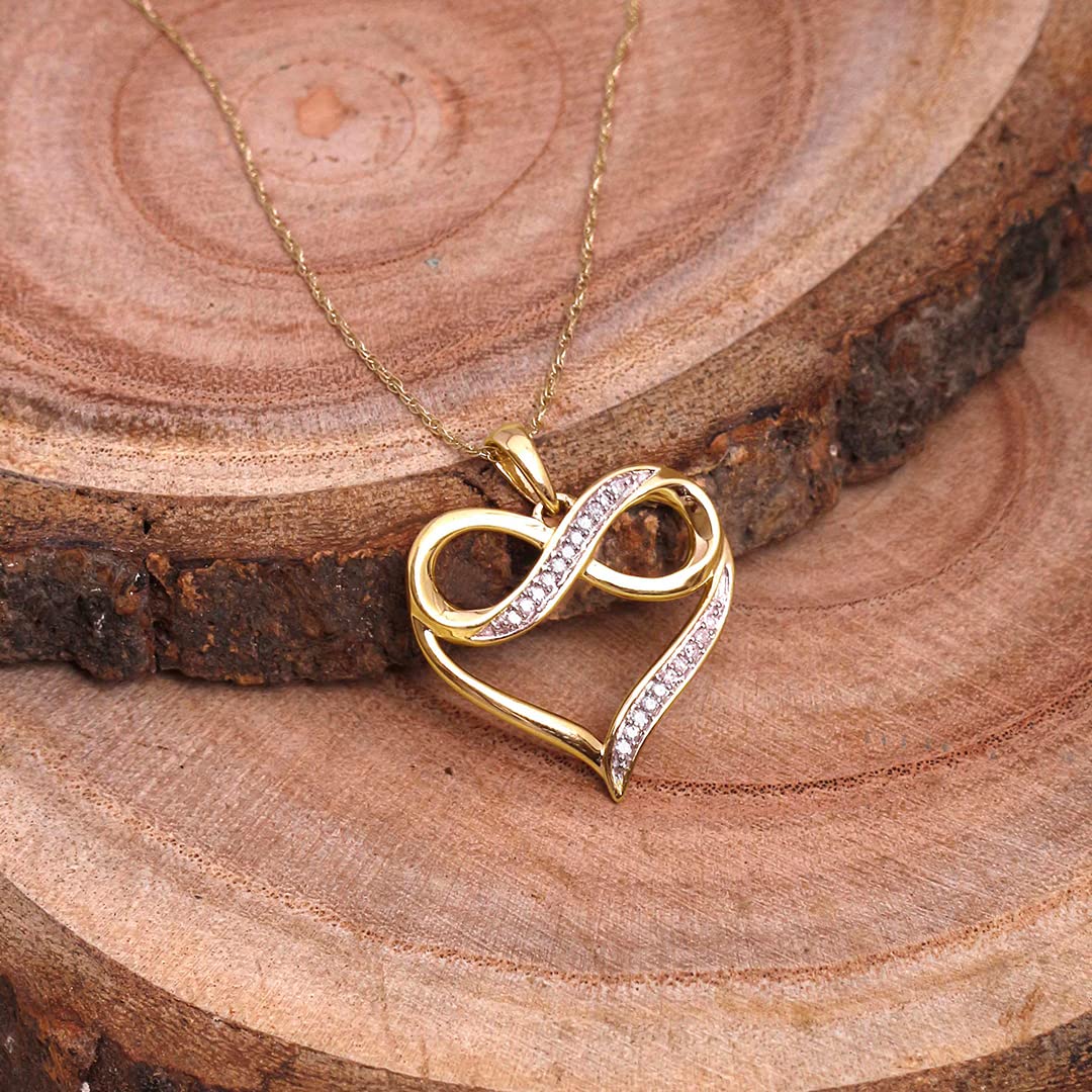 1/4ct & 1/20ct Natural Diamond Infinity Heart Pendant Necklace for Women - 10K White/Yellow/Rose Gold Jewelry Gift - Perfect for Anniversary, Valentine's Day & Romantic Occasions