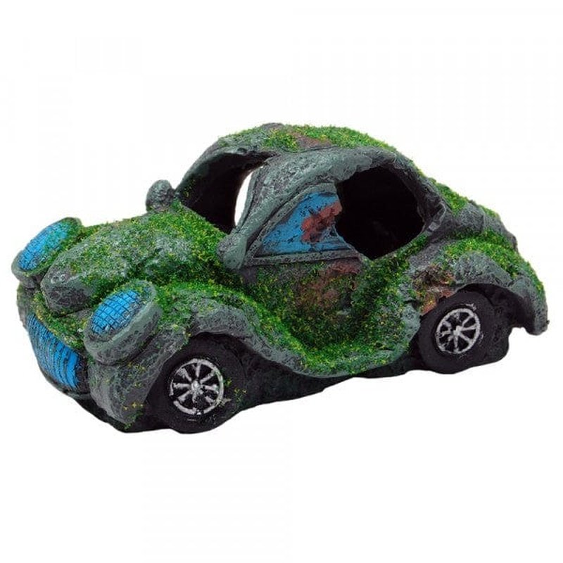 Bioscape Moss VW Car with Bubbler - 15 x 7cm Miniature Terrarium Decor for Home, Office & Aquarium Scaping
