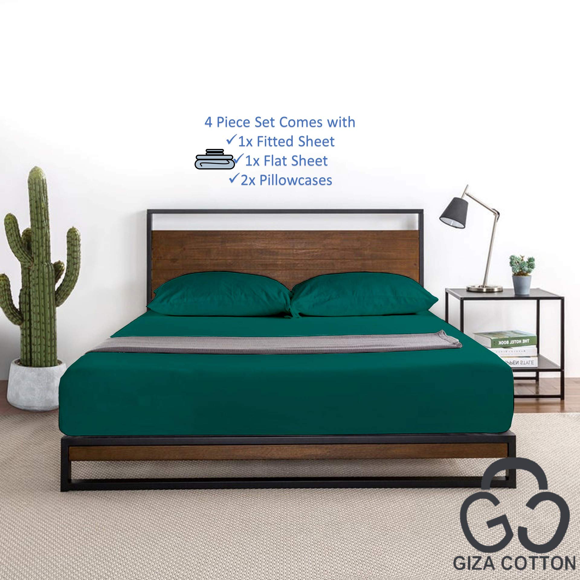 Premium 100% Giza Egyptian Cotton Sheets Set - 5 Piece King Size Deep Pocket (12