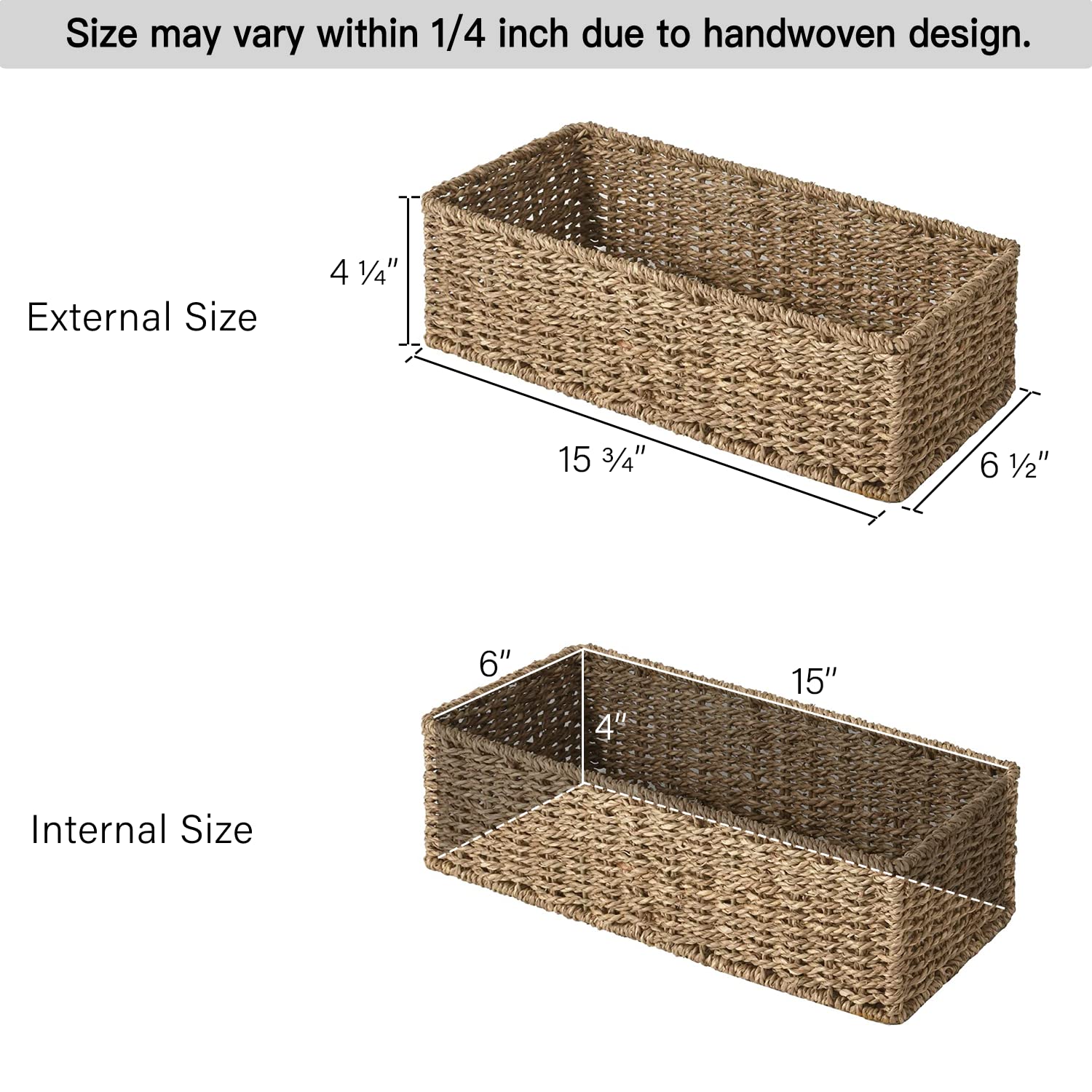 StorageWorks Small Wicker Baskets - Decorative Toilet Tank Topper Organizer | Perfect for Bathroom Storage, Home Decor & Organization