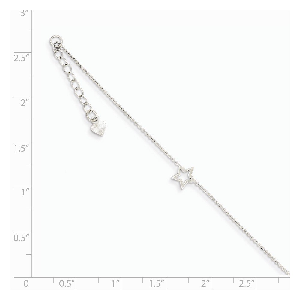 14K White Gold Adjustable Star Anklet Bracelet for Women - Dainty Adjustable Ankle Chain Jewelry for Everyday Wear, Beach Vacation & Special Occasions