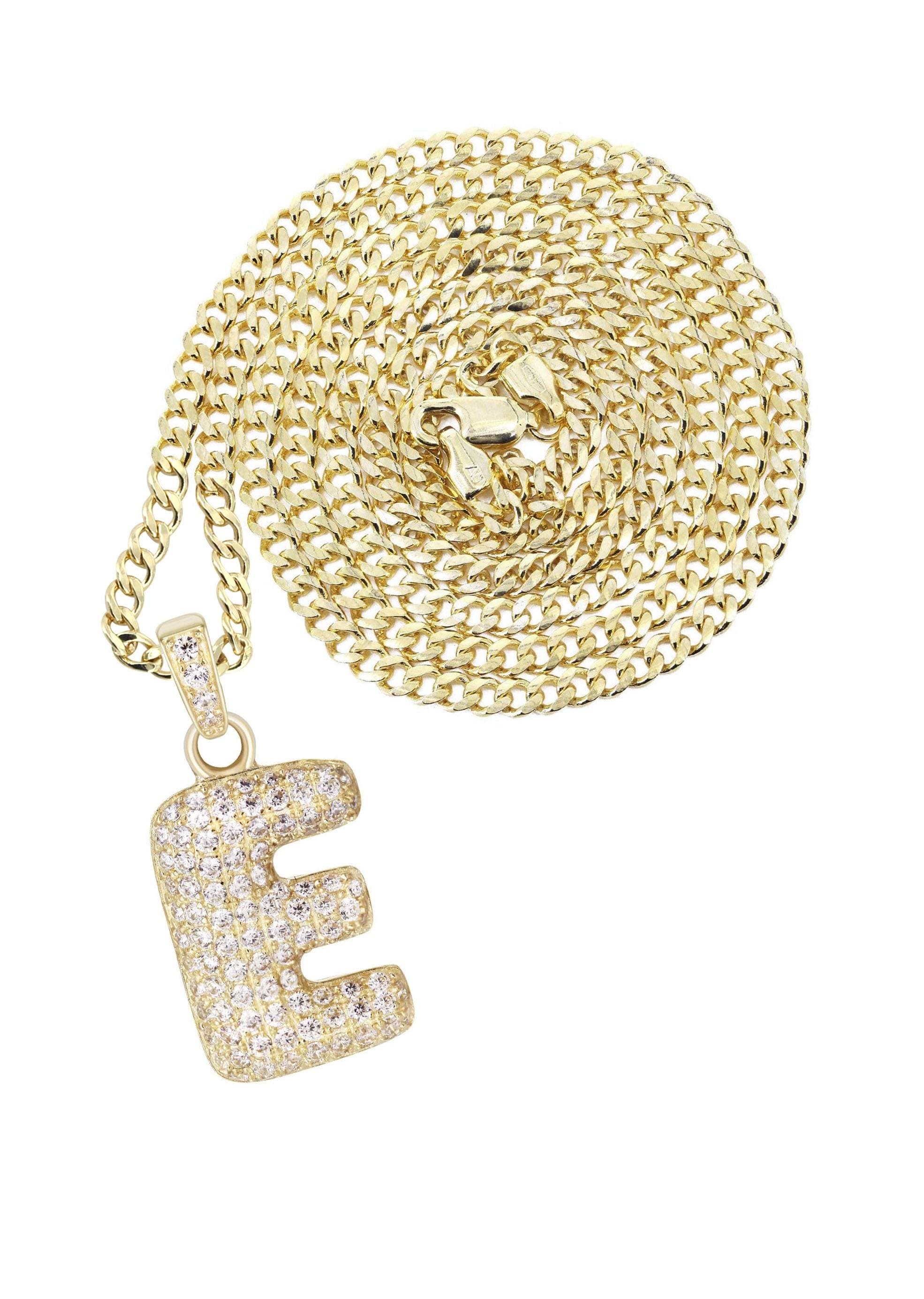 10K Yellow Gold Bubble Letter E CZ Necklace for Women | 4.3 Grams Dainty Layering Jewelry | Perfect for Gifts, Birthdays & Everyday Wear