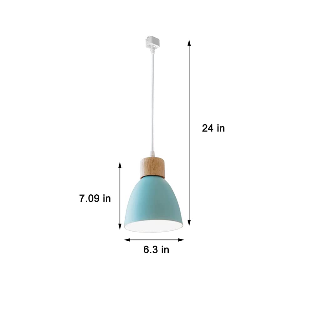 Kiven 3-Light J-Type Dimmable Track Lighting Fixture with Macaron Aluminum Shade - 24 Inch Blue | Modern Pendant Lighting for Kitchen, Dining Room & Retail Spaces