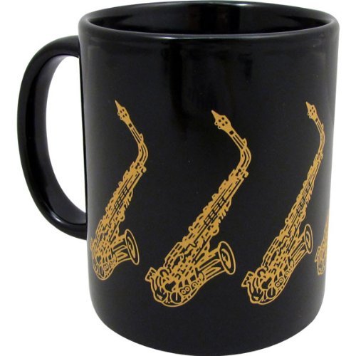Premium Black & Gold Saxophone Coffee Mug - Elegant Gift for Musicians & Jazz Lovers - Perfect for Home, Office & Music Studio Use