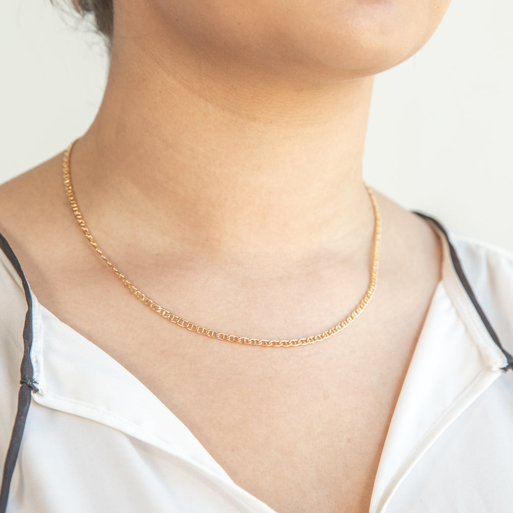 9ct Silver Filled Yellow Gold Anchor Chain 45cm - Elegant Jewelry for Women, Perfect for Layering, Gifts & Everyday Wear