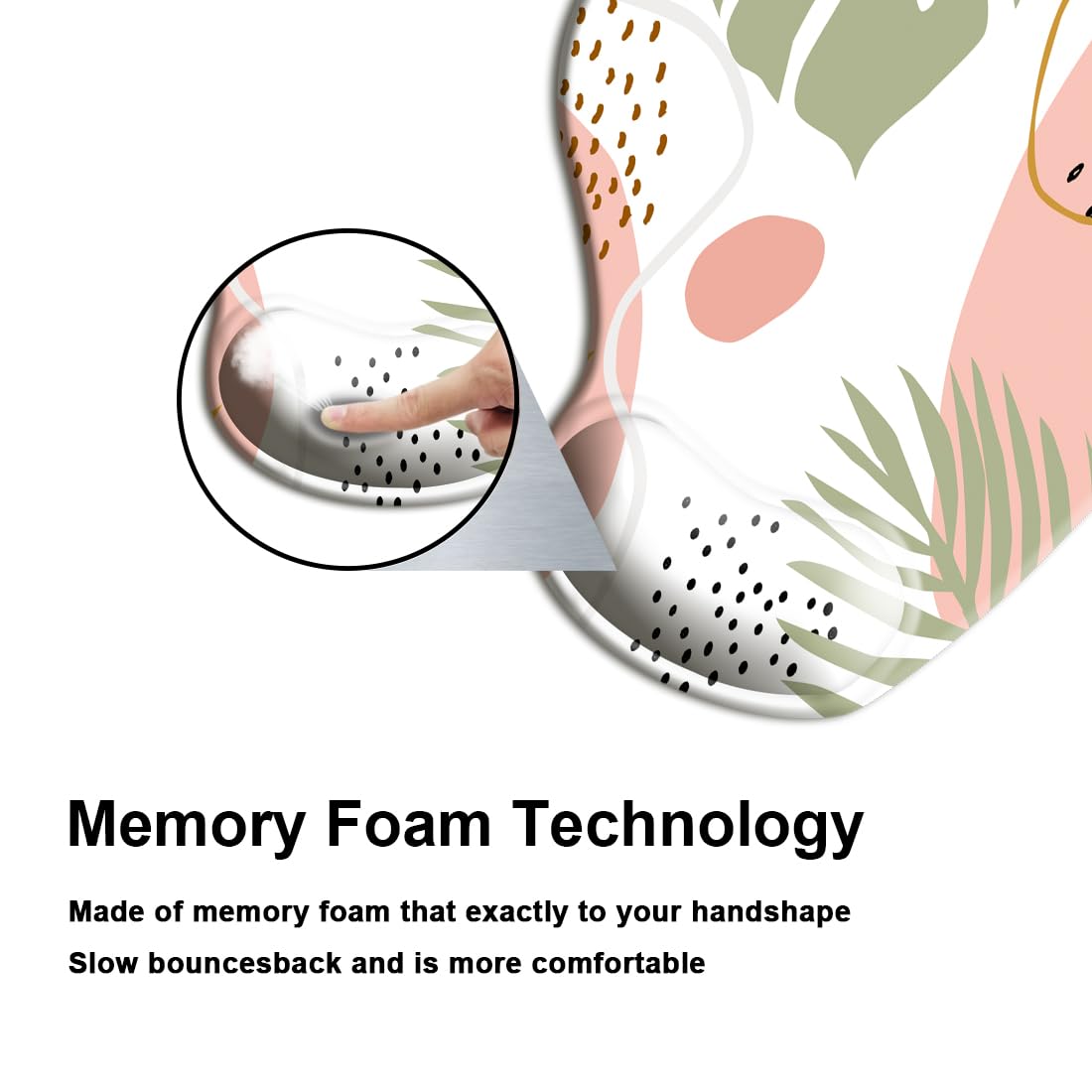 Ergonomic Mouse Pad with Wrist Support - Gel Cushion for Pain Relief, Non-Slip Rubber Base, 9x10 Inch Boho Plants Design - Perfect for Office, Gaming & Long Computer Work Sessions