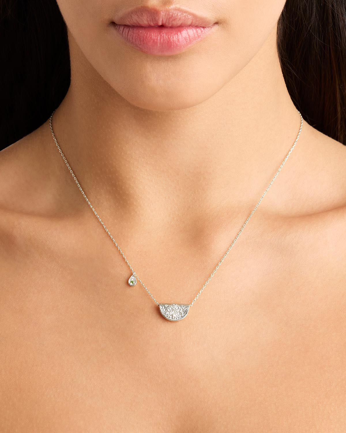 August Birthstone Necklace - Sterling Silver Peridot Lotus Pendant Jewelry for Women | Perfect Gift for Birthday, Anniversary & Special Occasions