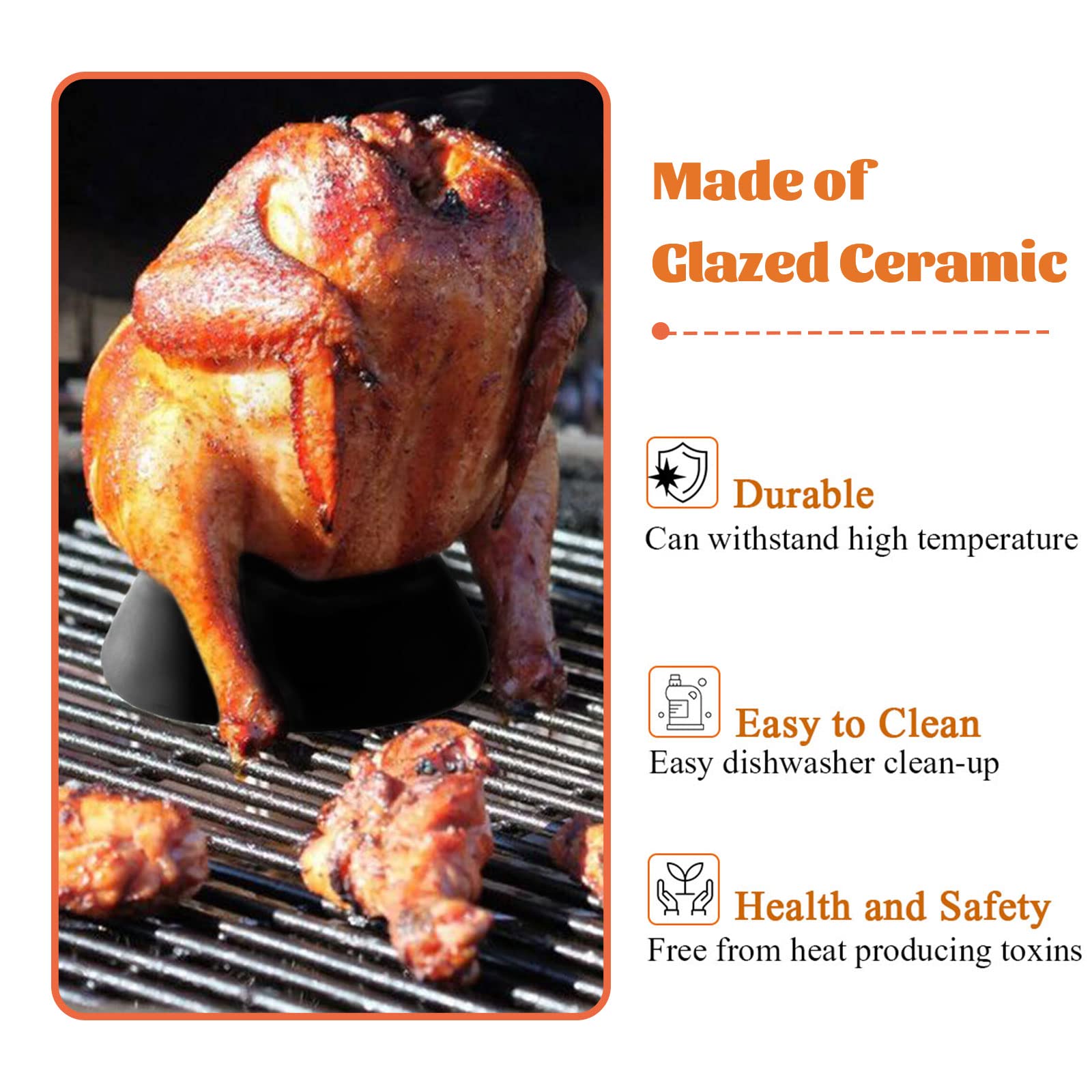 Premium Large Ceramic Roaster Rack for Turkey & Chicken - Vertical Poultry Stand with Non-Stick Coating | Perfect for Kamado Grills, Ovens & Smokers | Ideal for Thanksgiving, BBQ Parties & Holiday Cooking