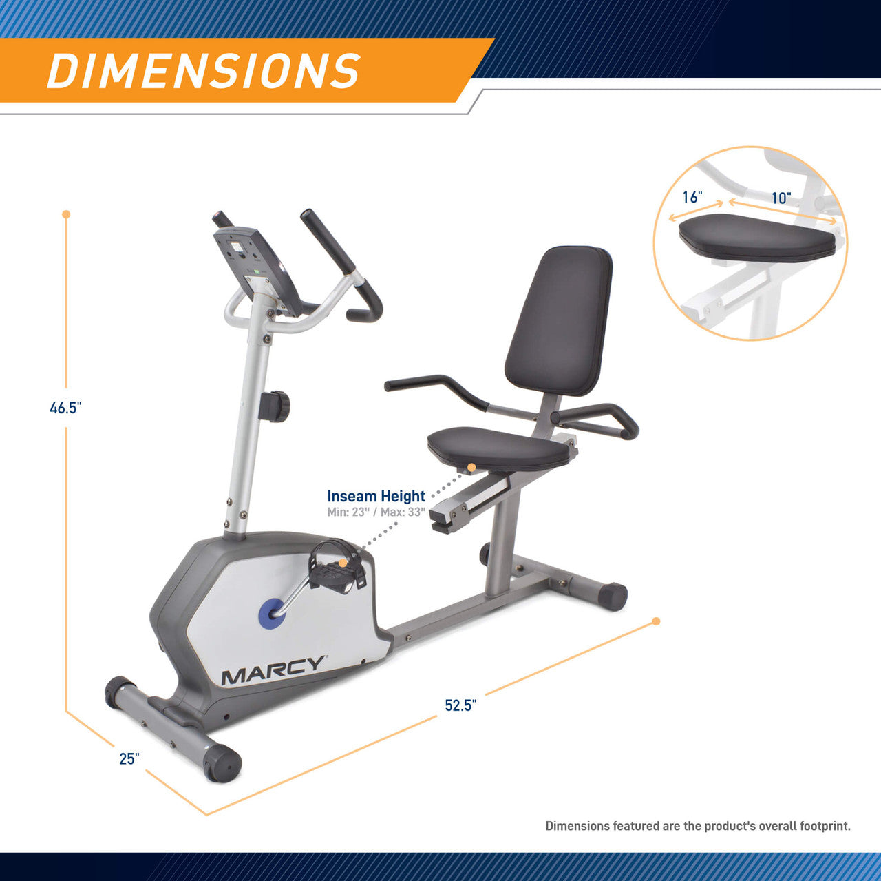 Marcy Recumbent Exercise Bike NS-1201R - Comfortable Seated Cycling for Home Gym, Cardio Workout & Low-Impact Training - Perfect for Seniors, Physical Therapy & Indoor Fitness