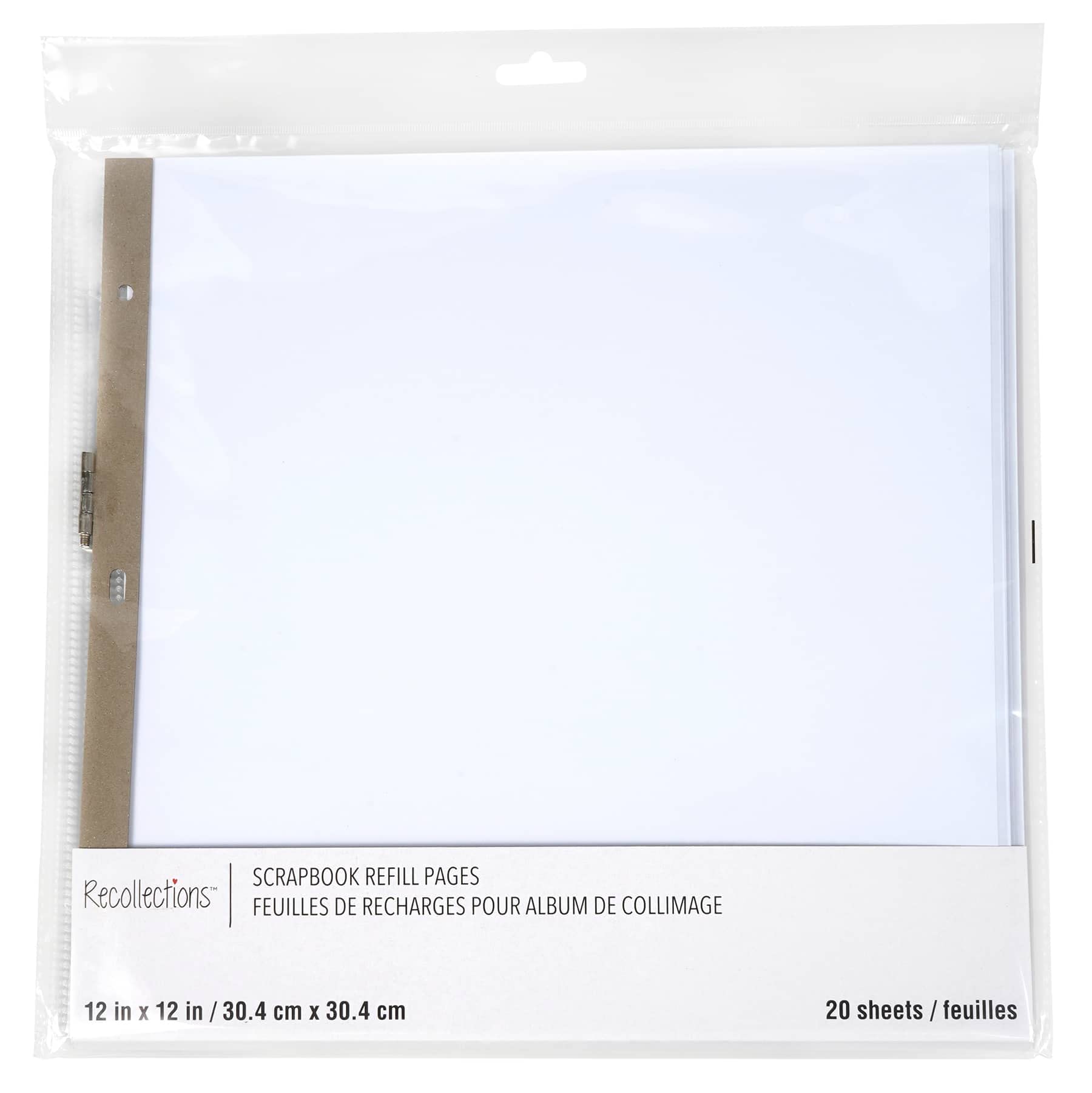 Recollections 20 Sheets 12x12 Inch White Scrapbook Refill Pages - Acid-Free Memory Book Page Refills for Photo Albums, Journals & DIY Crafts (1 Pack)