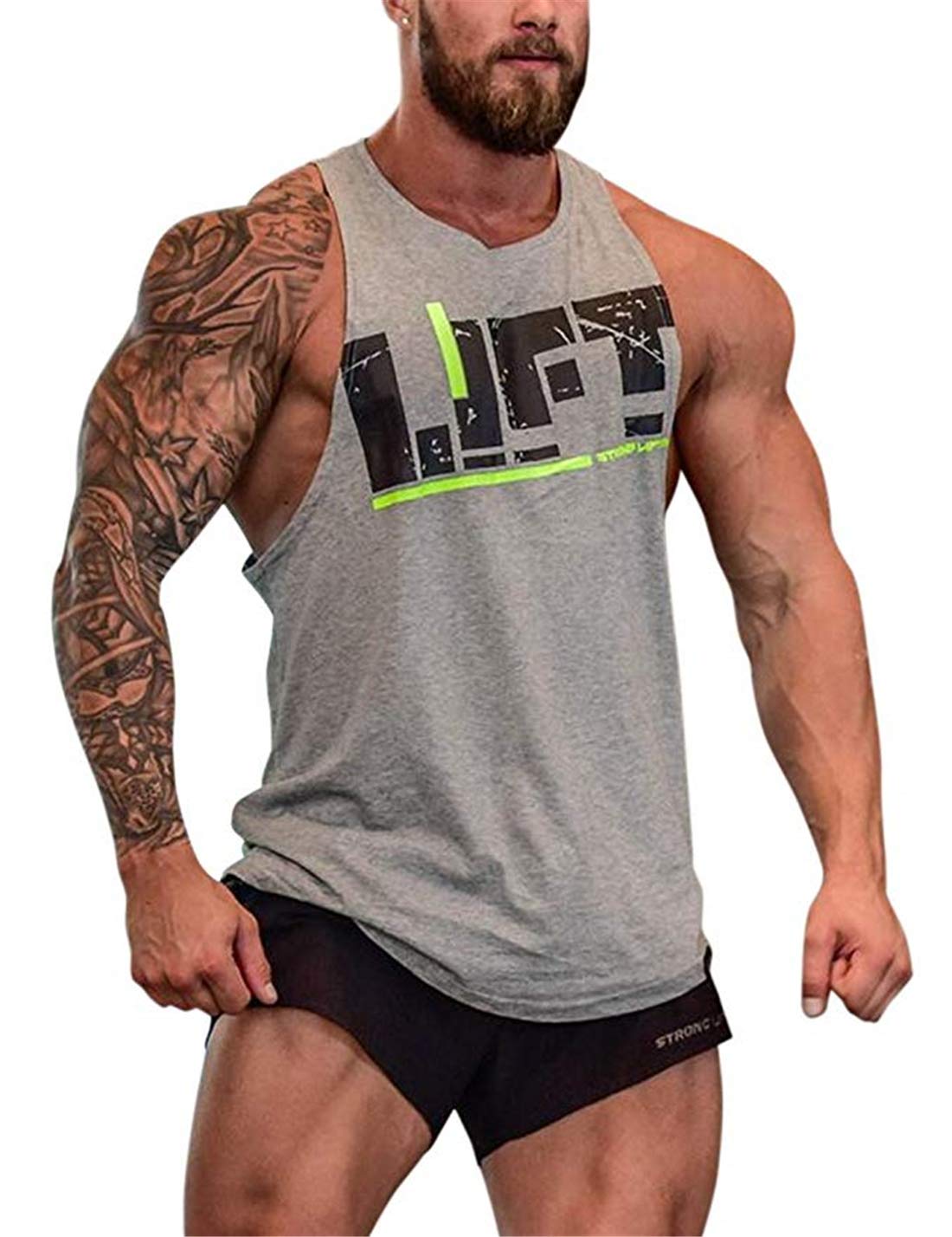 Men's Gym Tank Top - Sleeveless Workout Shirt for Bodybuilding & Training - Breathable Cotton Stringer Vest - Ideal for Weightlifting, CrossFit & Fitness Training