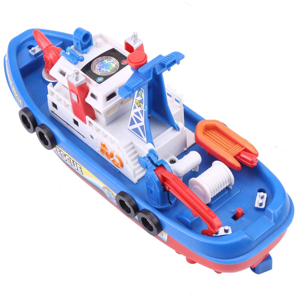 Sturdy Plastic Ship Model Toy with Sound, Automatic Pump, Red & Blue Flash Lights, and Water Spraying - Perfect for Kids' Daily Play, Bath Time Fun, and Outdoor Water Activities