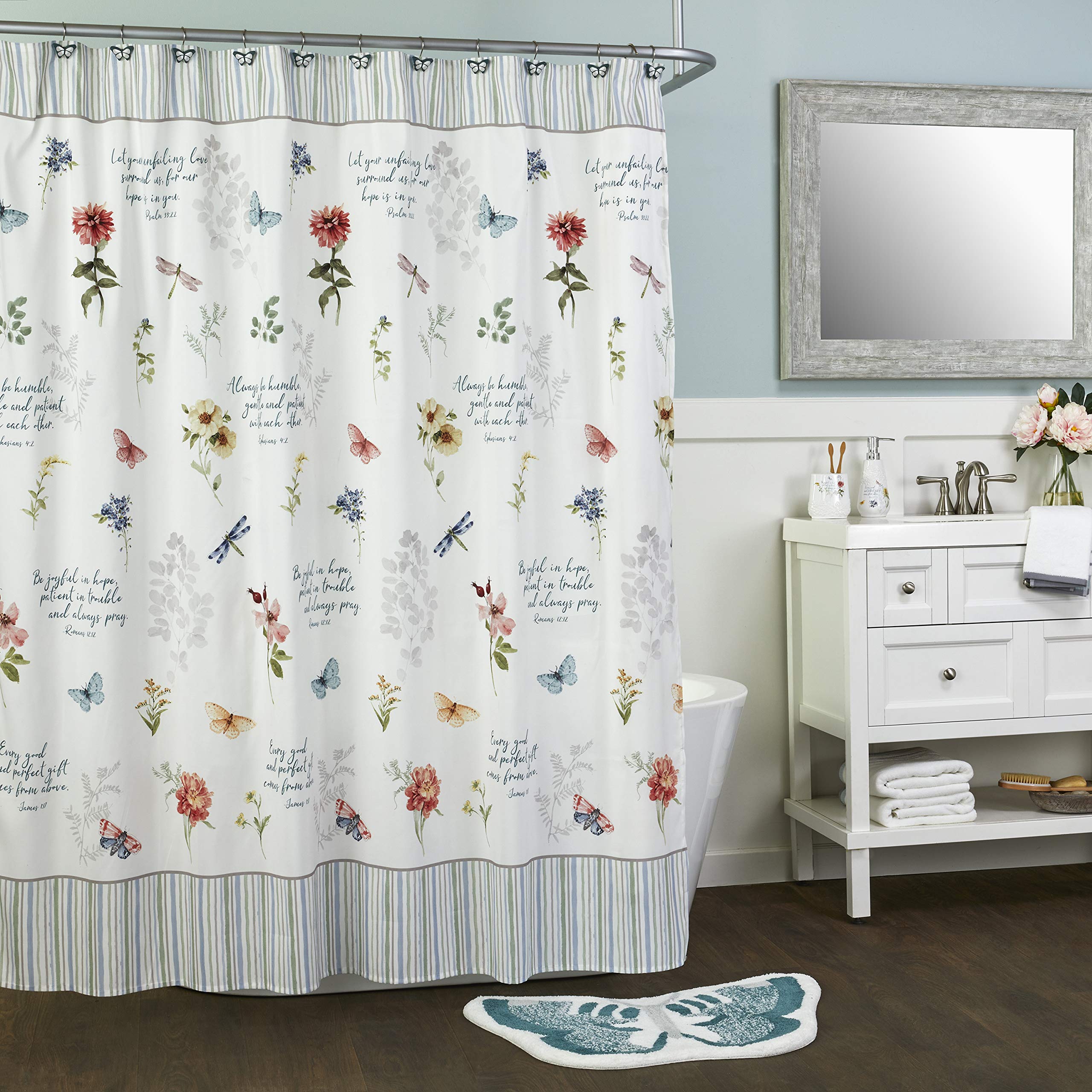 SKL Home Inspirational Meadow Bath Towel Set - Soft & Absorbent White Bath Towels for Spa, Bathroom & Guest Use - Perfect for Luxury Home Decor & Gifts