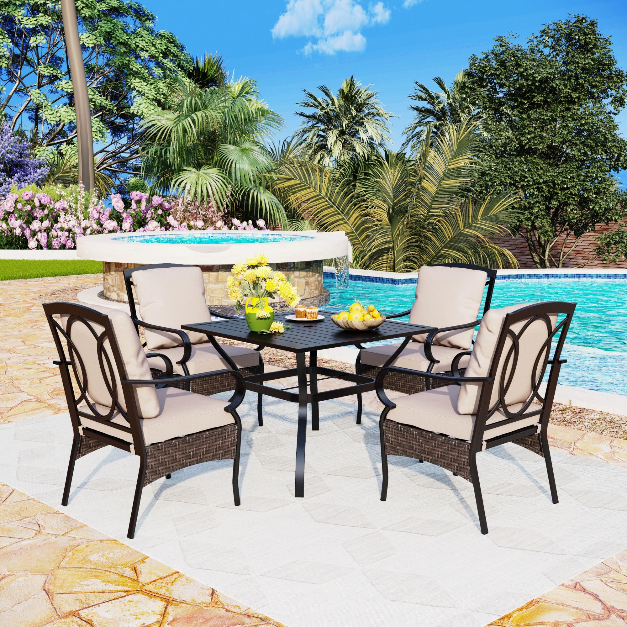 MFSTUDIO 5-Piece Outdoor Patio Dining Set for 4 - 37