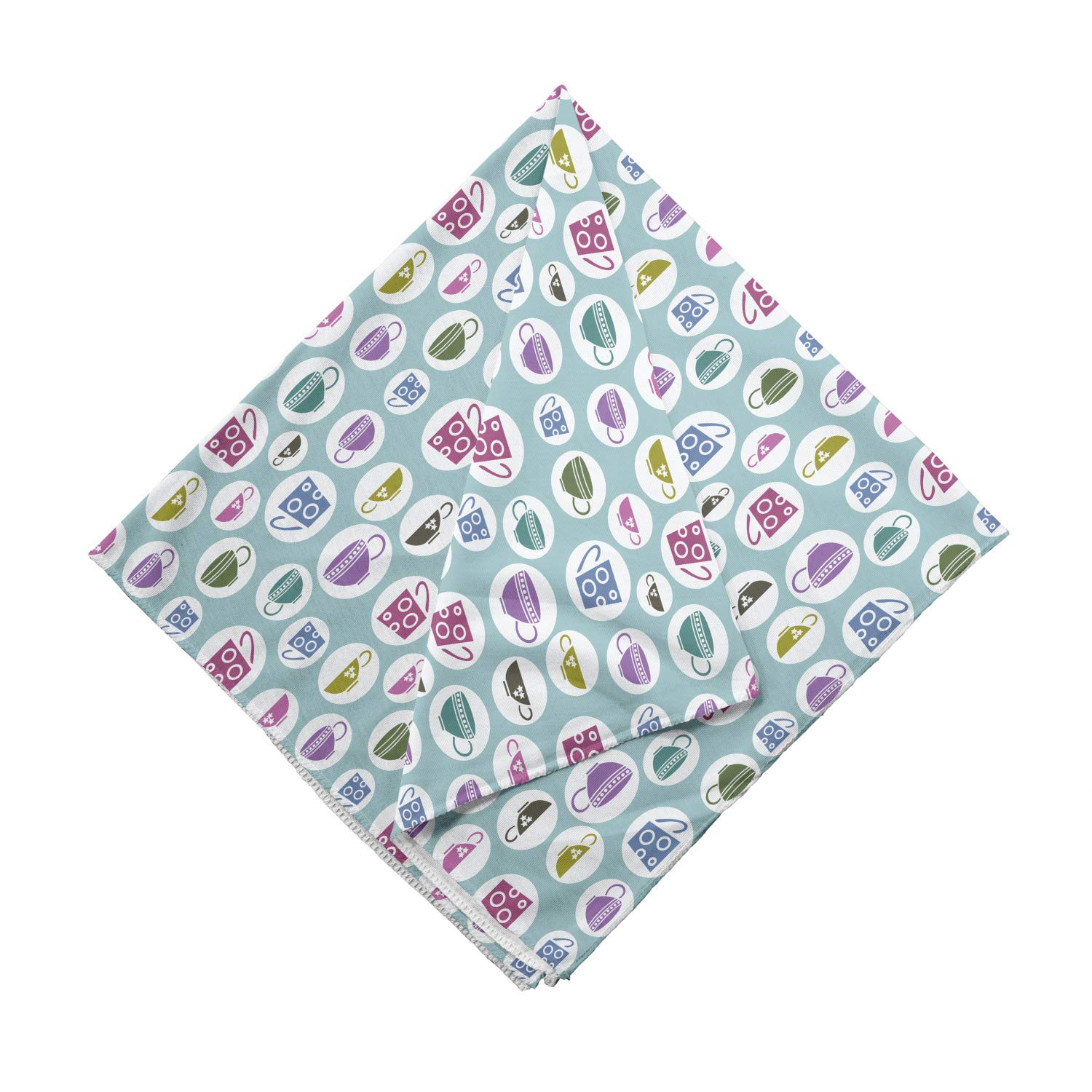 Ambesonne Tea Party Bandana - Stylish Unisex Head & Neck Scarf with Cup & Mug Print - Perfect for Tea Parties, Cosplay & Fashion Accessories