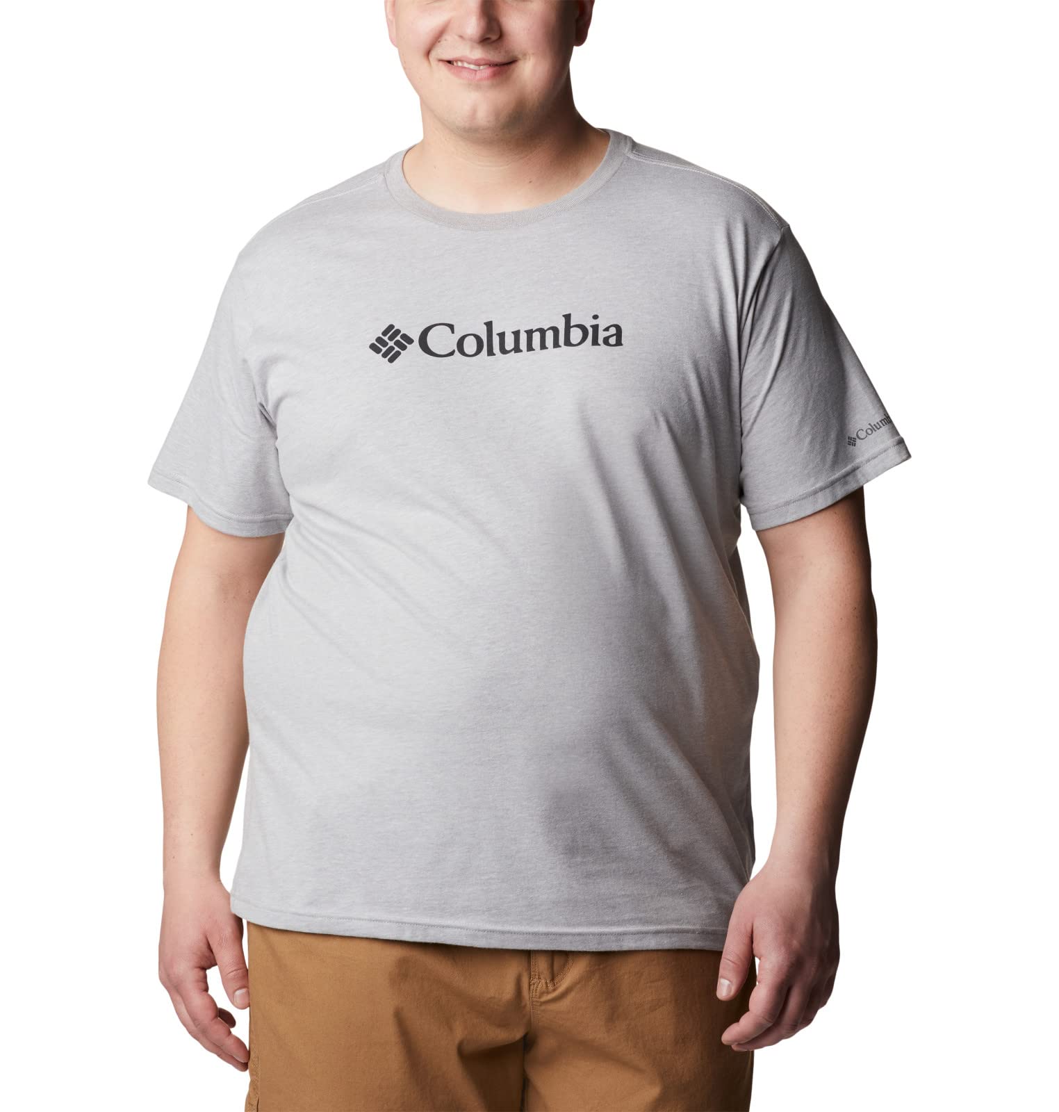 Columbia Men's CSC Basic Logo Short Sleeve T-Shirt - Comfortable Cotton Casual Tee for Outdoor Activities & Everyday Wear - Columbia Grey/Heather - Size 3X Big & Tall