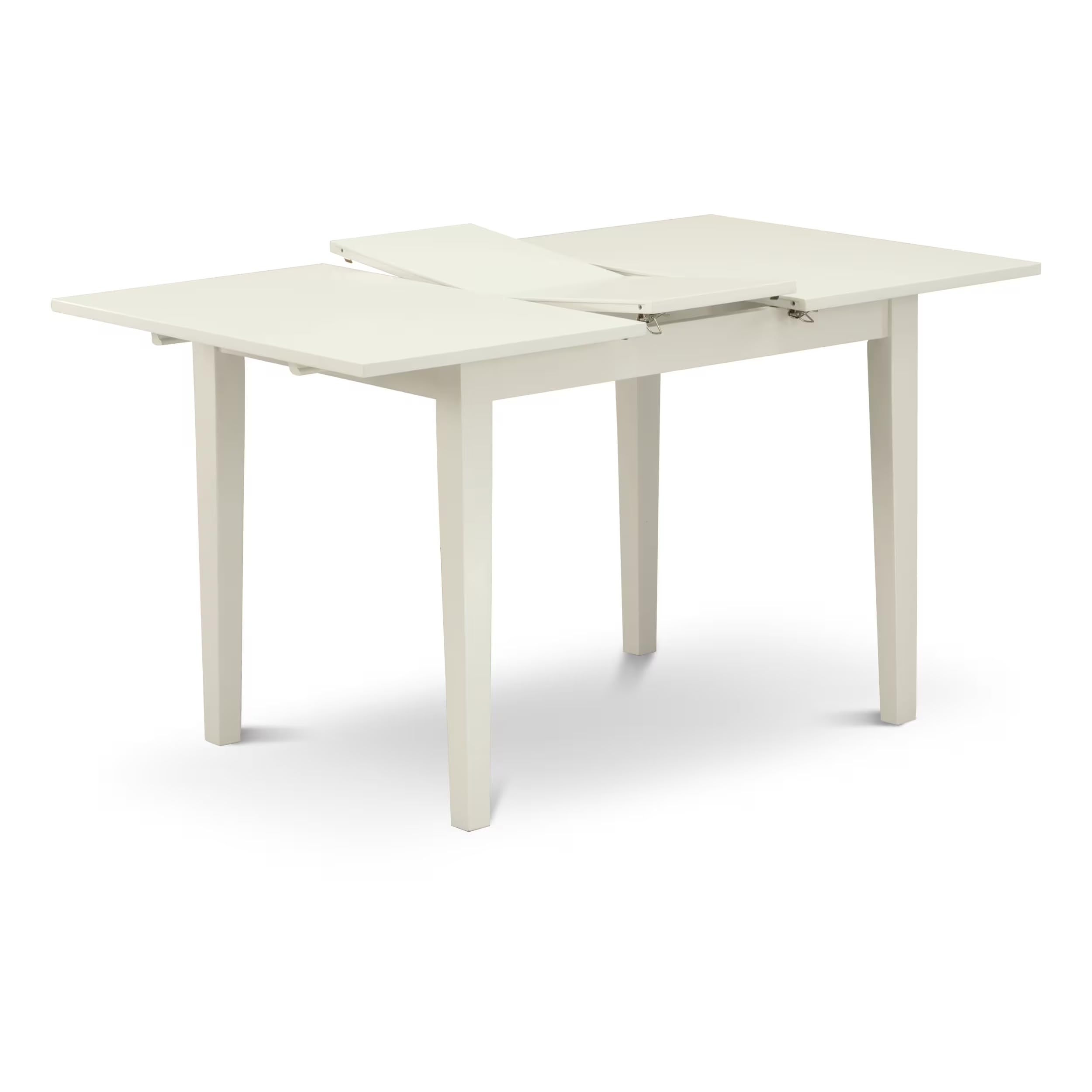 East West Furniture 5-Piece Modern Dining Room Set - 32x54 Inch Rectangle Wooden Table with Butterfly Leaf & 4 White Faux Leather Chairs - Linen White - Perfect for Small Spaces, Apartments & Contemporary Home Decor
