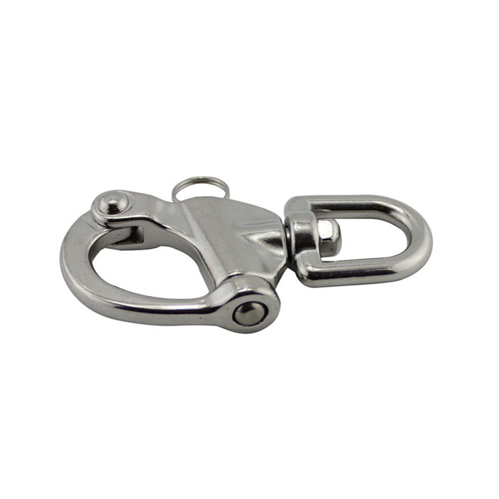 TOPBATHY Heavy Duty Stainless Steel Swivel D Shackle - 2 Pack Corrosion Resistant Snap Hook with Large Bail for Marine, Boating, Fishing & Outdoor Rigging