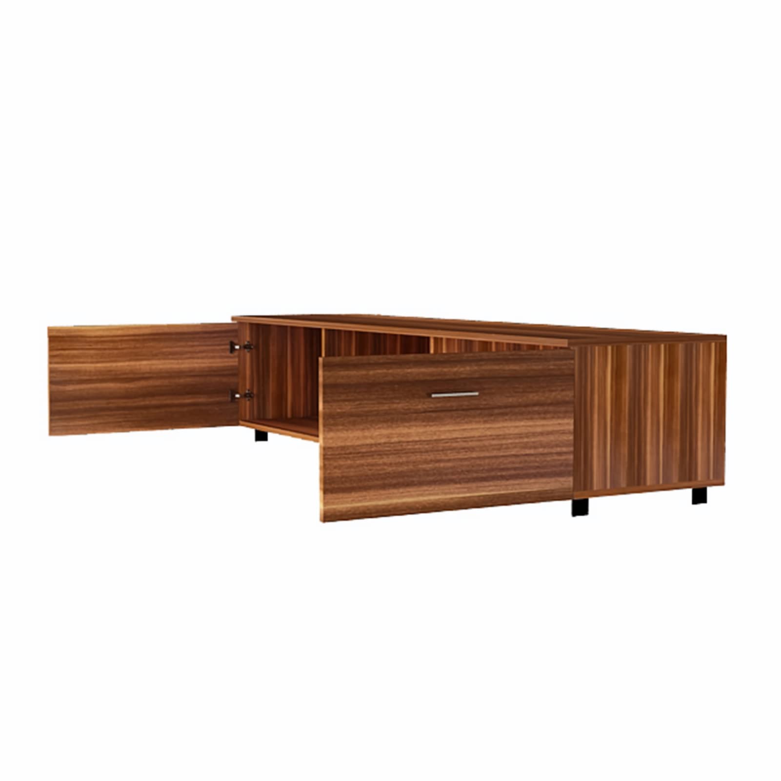 80 Inch Walnut Wood TV Stand with 2 Large Storage Shelves - Entertainment Center Media Console for Living Room & Bedroom - Perfect for Home Theater Setup and Living Room Organization