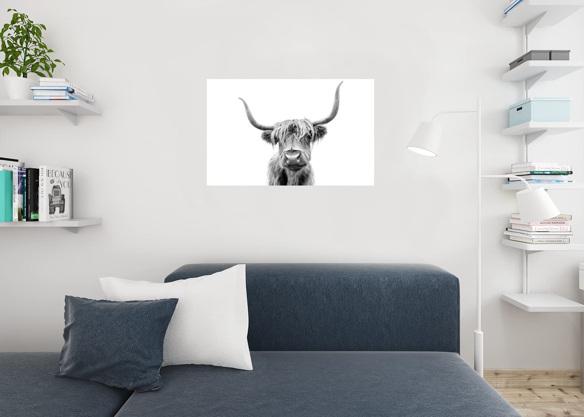 Highland Cow Wall Art Print - 24x36 Inch Farmhouse Decor Poster for Living Room, Bedroom & Office | Rustic Animal Wall Decor for Home & Gifts