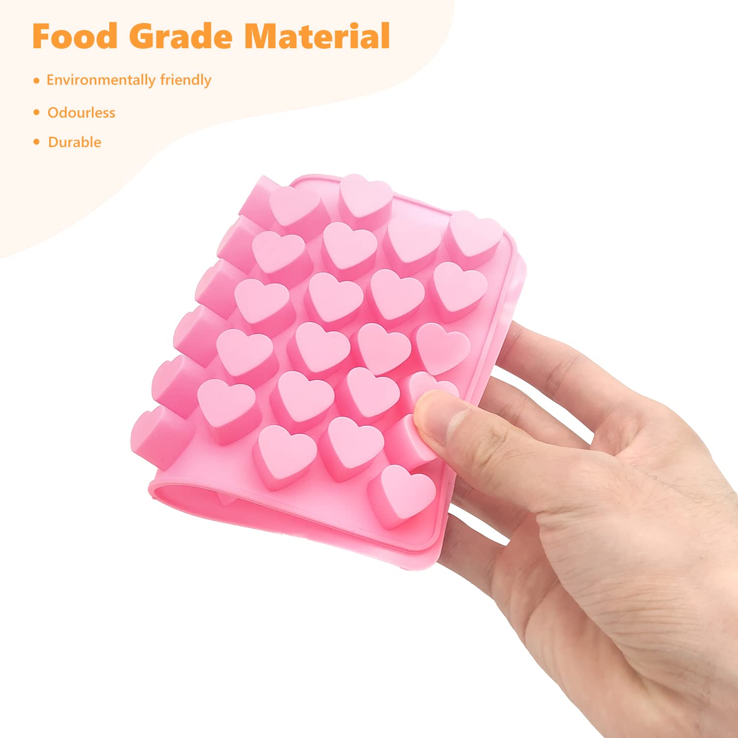 ALLY-MAGIC Heart Shaped Silicone Molds - 55 Cavity Wax Melts Molds for DIY Baking, Chocolate, Candy, Soap Making - Perfect for Valentine's Day, Christmas Gifts & Home Decor (Pink)