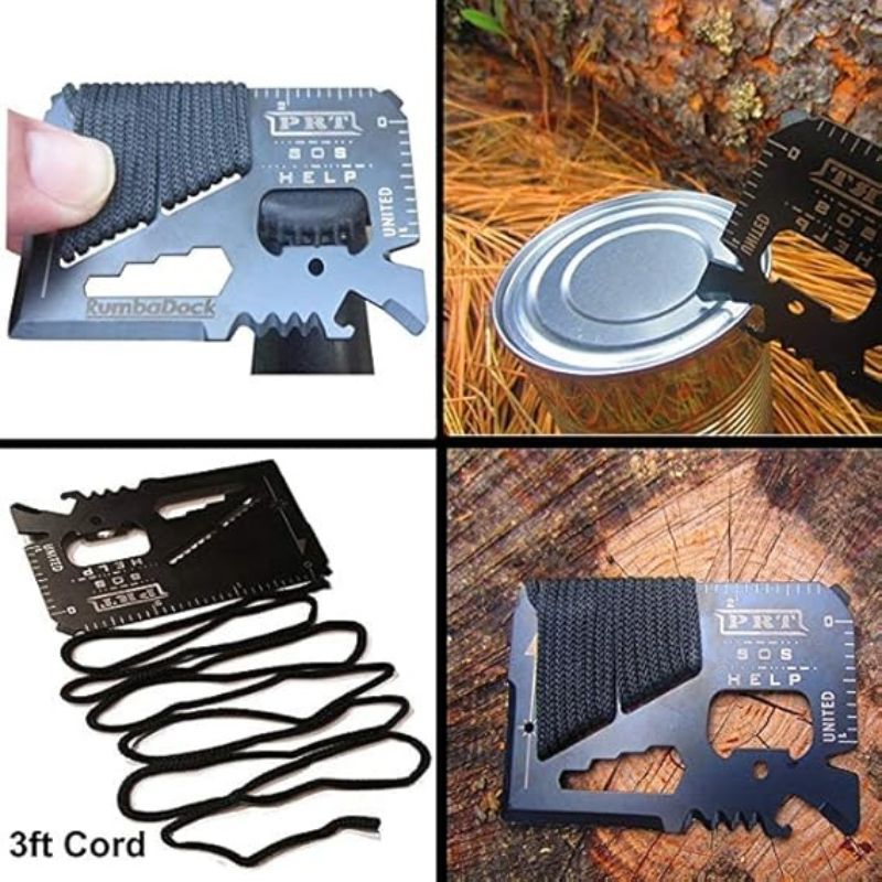 14-in-1 Credit Card Survival Multi Tool - PRT SOS Compact Emergency Tool for Outdoor, Camping, Hiking & Everyday Carry (EDC)