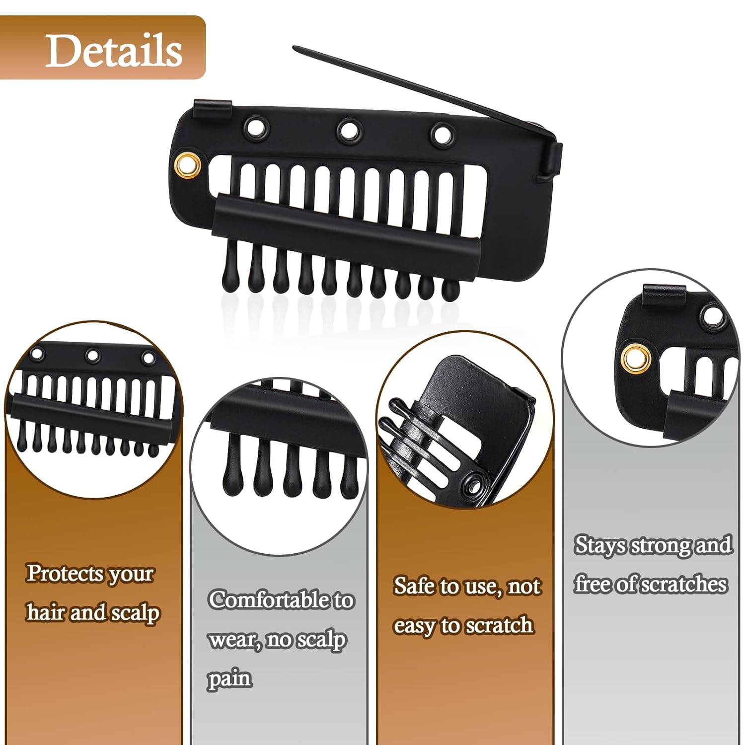 INHEAVEN 4pcs Strong Dupatta Clips with Safety Pins - Secure Chunni Grip for Women's Indian Attire (Black) | Perfect for Sarees, Lehengas & Wedding Outfits