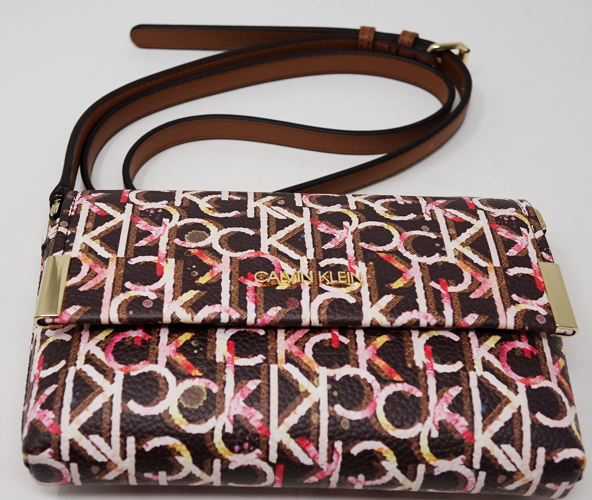 Calvin Klein Printed Pindot Logo Crossbody Bag for Women | Stylish Shoulder Handbag Purse | Perfect for Work, Travel & Everyday Use