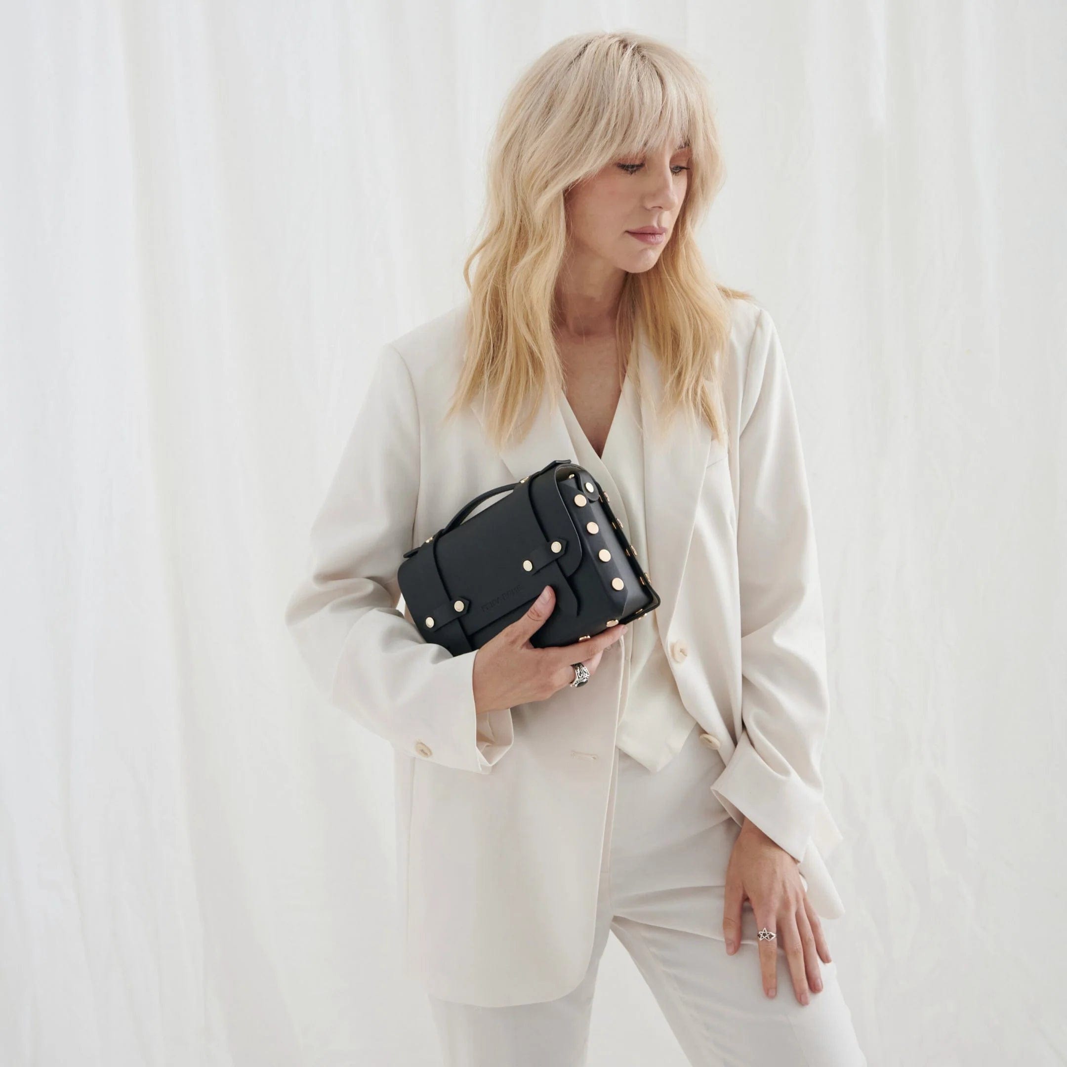 Vegan Cactus Leather Studded Crossbody Bag for Women | Black | Stylish & Sustainable Fashion Accessory for Parties, Travel & Everyday Use