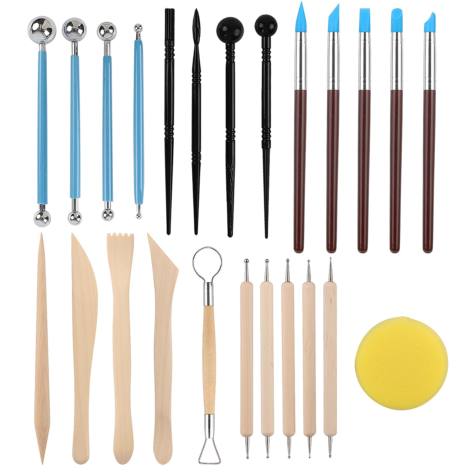Polymer Clay Tools Kit 24pcs - Sculpting & Pottery Tools for Air Dry Clay & Rock Painting