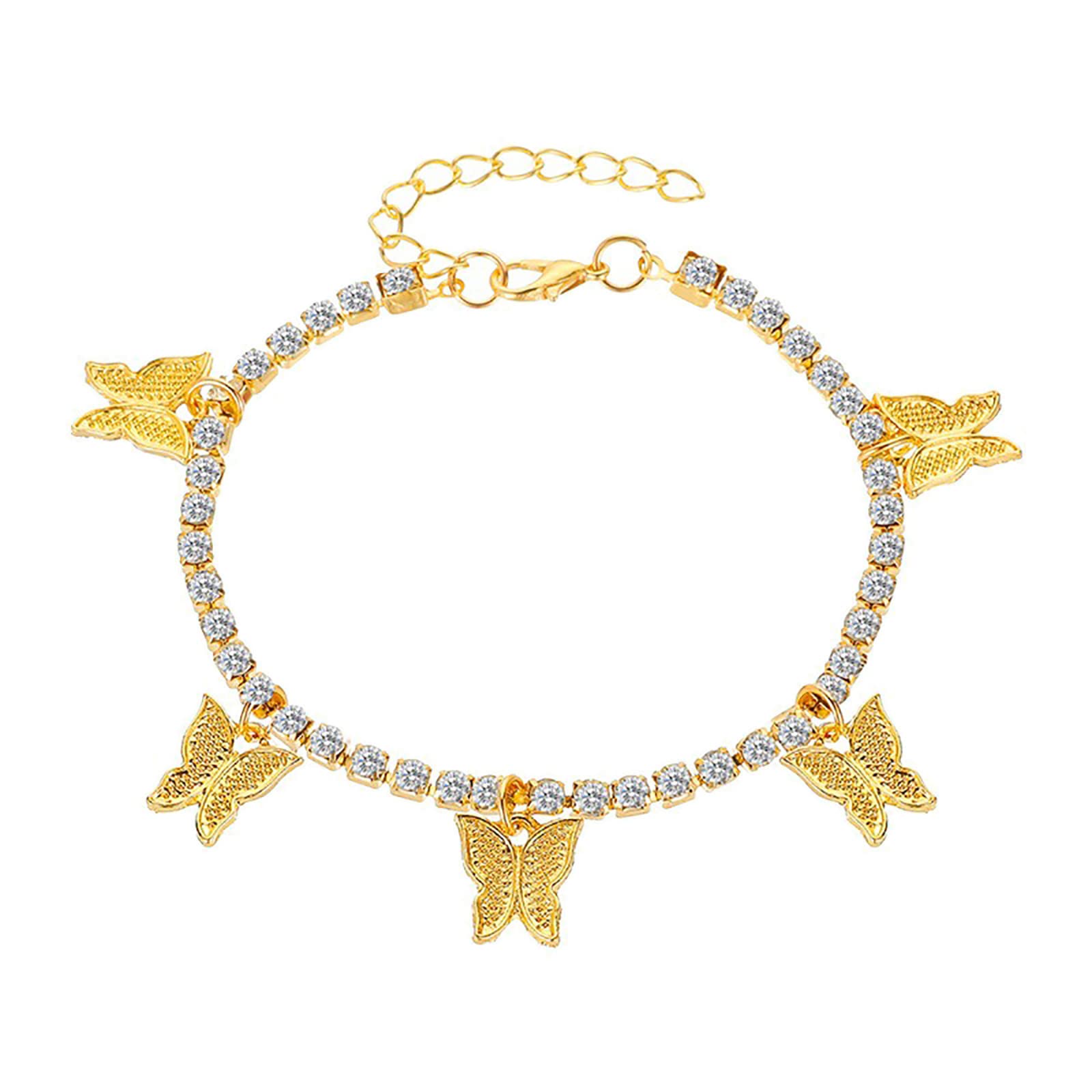 JMEDITIC Pineapple Bracelet Chain & Anklet Set - Simple Multi-Layer Foot Jewelry for Women - Inspired by The Rings Book Series - Perfect for Beach Parties, Summer Outfits and Boho Fashion Accessories