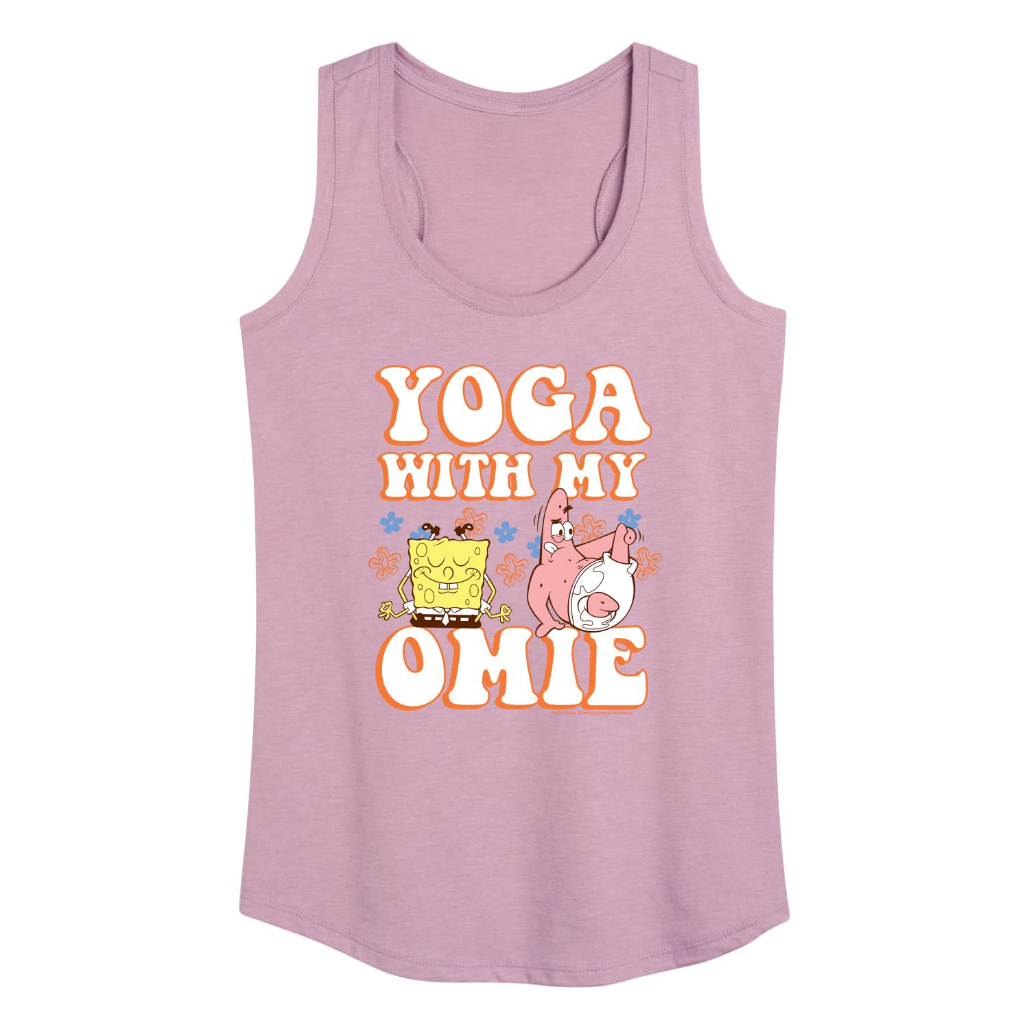 HYBRID APPAREL Women's Spongebob Squarepants Yoga Racerback Tank Top - 'Yoga with My Omie' Design - Perfect for Yoga, Gym & Casual Wear