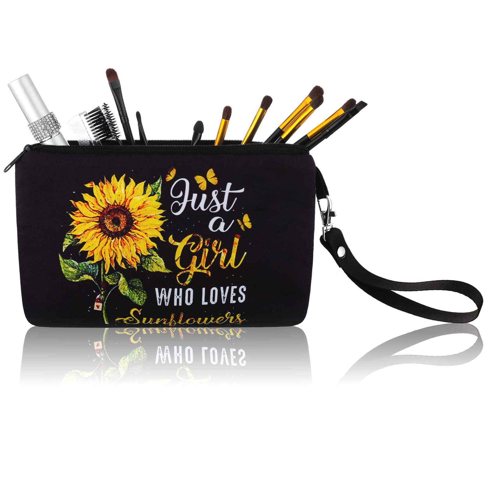 Sunflower Print Cosmetic Bag for Women - Zippered Makeup Pouch & Travel Organizer - Perfect Gift for Sunflower Lovers - Use for Toiletries, Pencils, or Travel Essentials