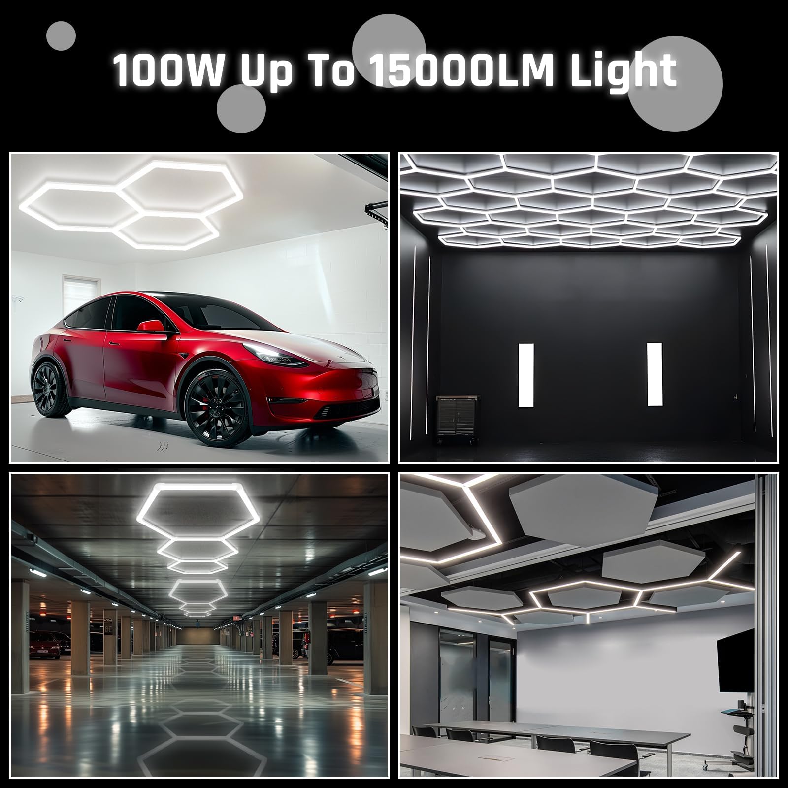 Hexagon Garage LED Lights - 6500K 17280LM Hexagonal LED Shop Lights for Garage, Basement, Workshop, Warehouse, Gym, Barber & Auto Detailing - Bright White Ceiling Lighting for Professional & Home Use