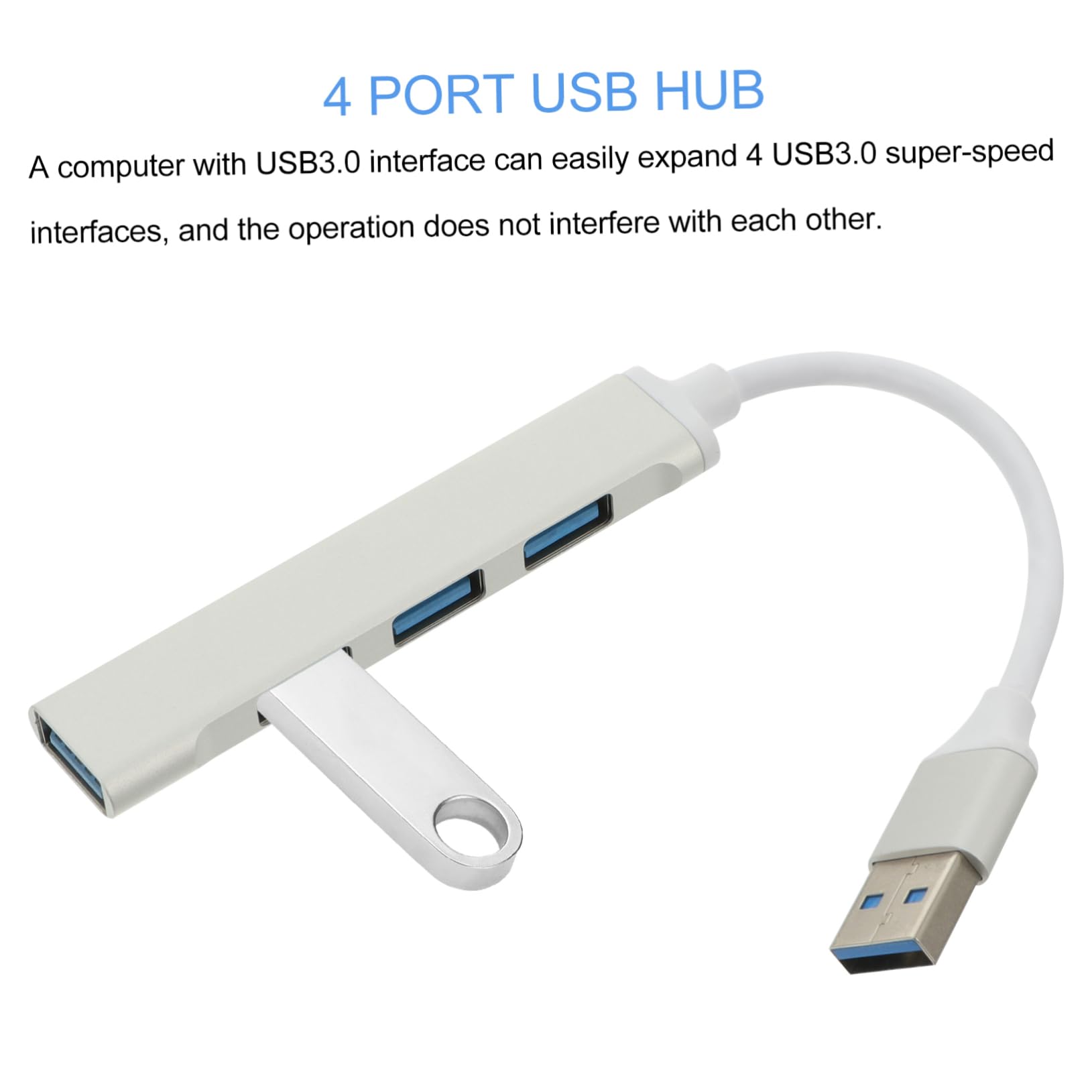 HEMOTON 4-Port USB 3.0 Hub - Aluminum Alloy Multi-Port USB Splitter with Earth Tone Finish | High-Speed Data Transfer, USB Extender & Docking Station | Perfect for Travel, Office & Home Use