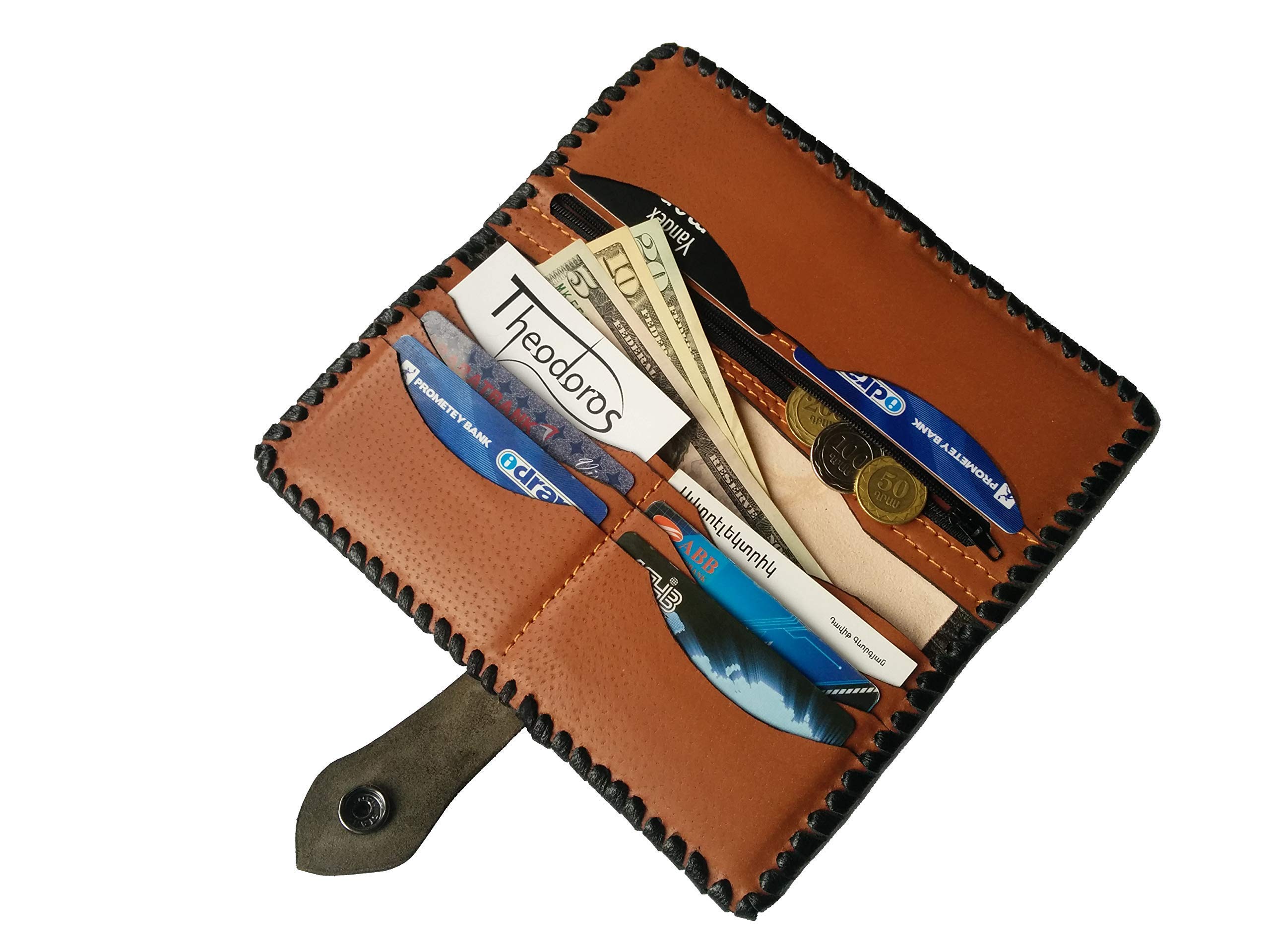 Handcrafted 3D Genuine Leather Wallet for Men - Long Biker Travel Wallet with St. George & Dragon Design - Custom Personalized Leather Carving Clutch Wallet - Perfect for Daily Use, Gifts & Motorcycle Riders