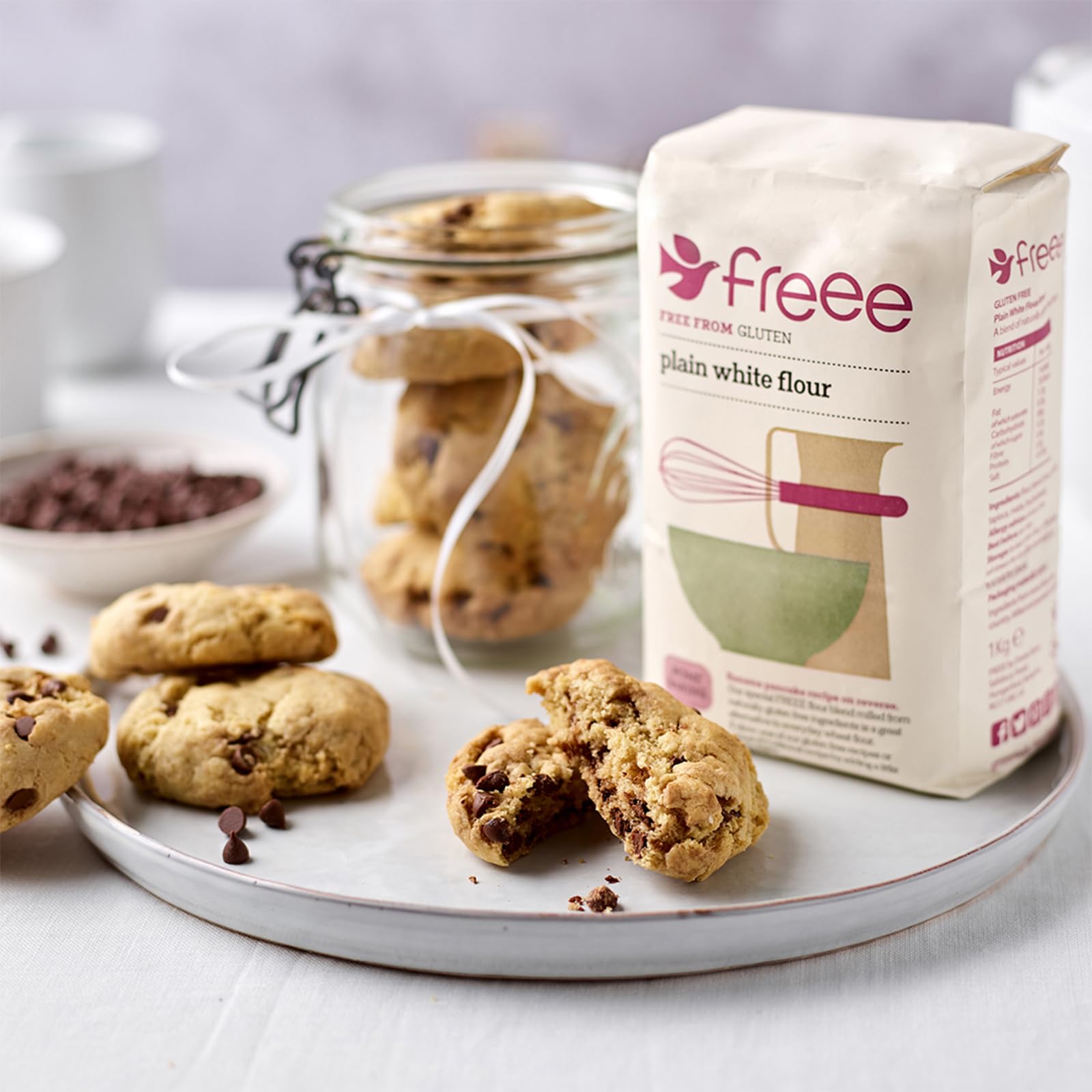 Freee Gluten-Free Plain White Flour - 1Kg (Pack of 5) | Premium Blend for Gluten-Sensitive & Celiac Diets | Light & Fluffy Texture for Baking Bread, Cookies, Cakes & Pastries | Perfect for Home Bakers & Healthy Lifestyle | All-Purpose Flour for Gluten-Free Recipes