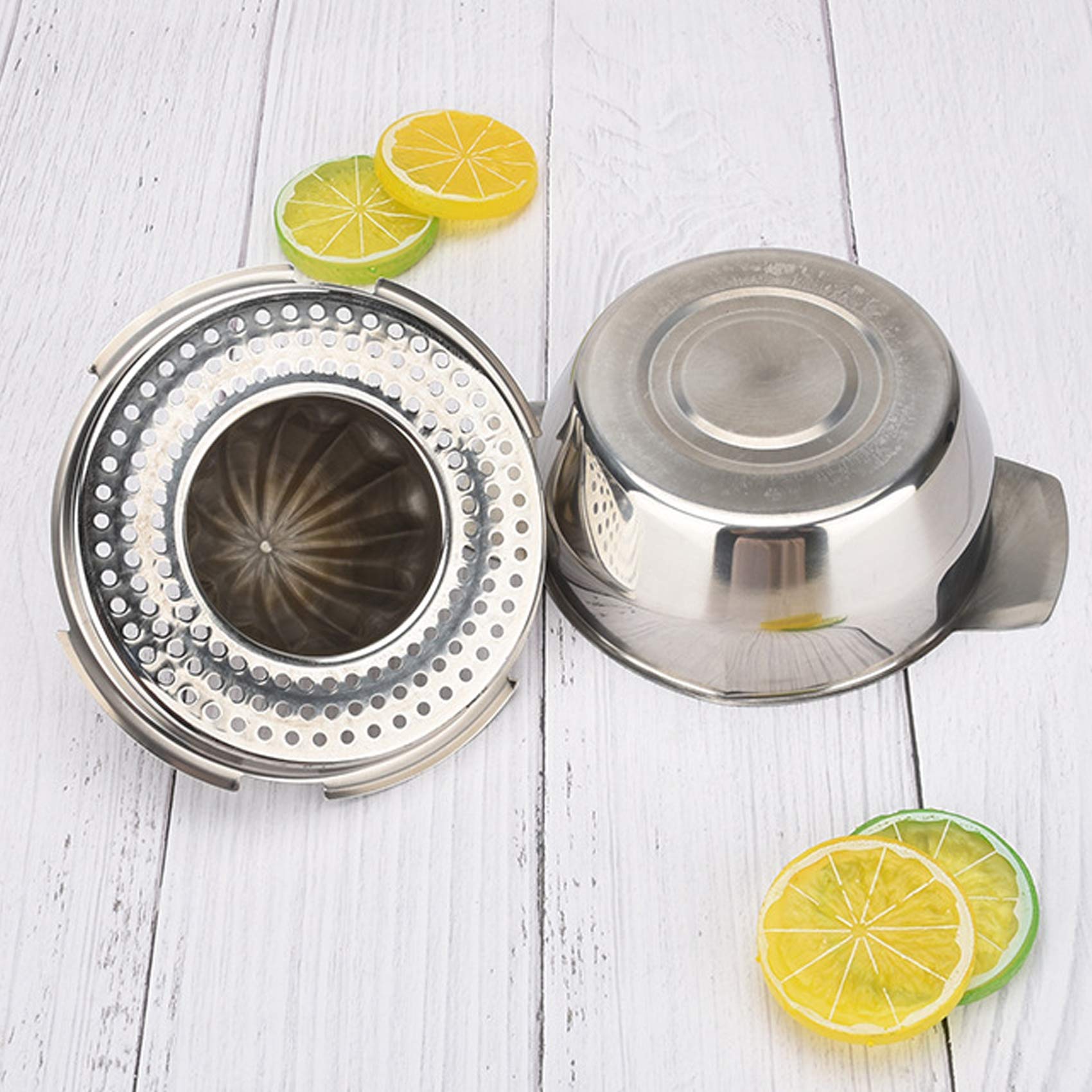 Premium Stainless Steel Lemon Squeezer - Heavy Duty Citrus Juicer for Lemons, Oranges & Limes - Ergonomic Hand Press with Drip-Free Spout & Storage Bowl - Perfect for Cocktails, Baking & Healthy Juicing at Home