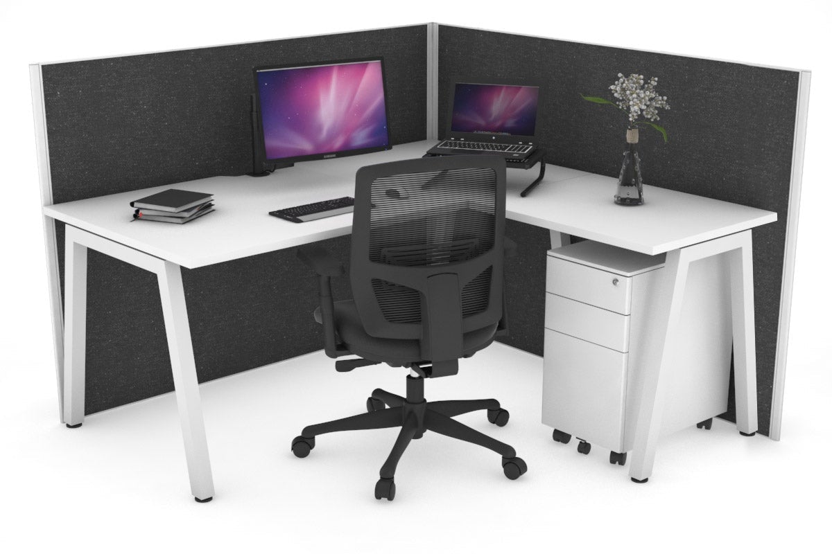 Horizon Quadro A Legs L-Shaped Corner Office Desk - 1600L x 1550W with Cable Management | Modern Home Office & Gaming Desk for Workspace & Study Room