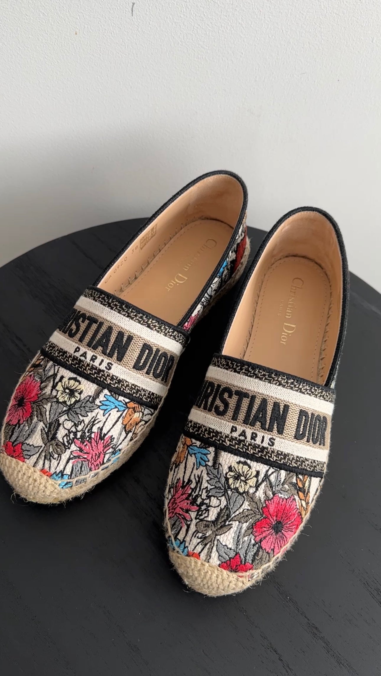 Christian Dior Floral Embroidered Espadrille Shoes - Women's Size 38 / US 7.5 - Perfect for Summer Outfits & Beach Vacations