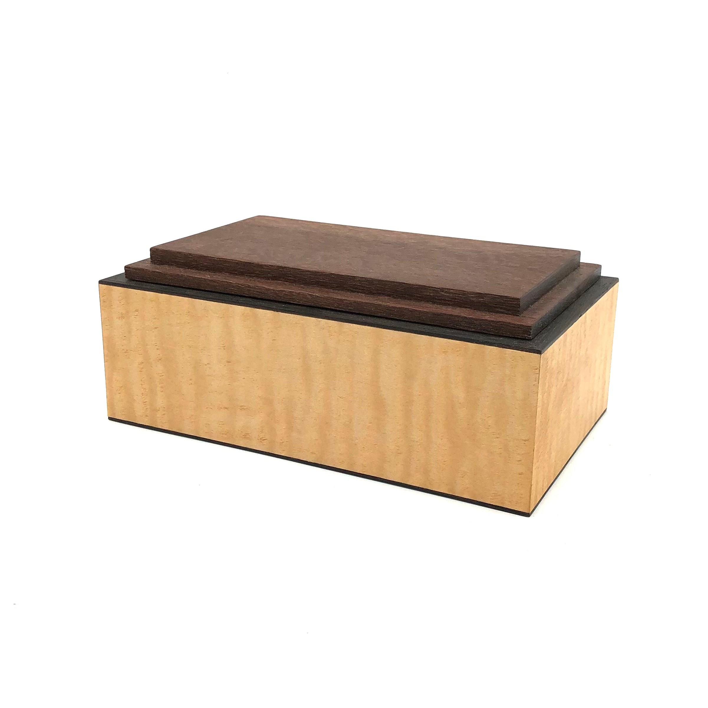 Young Fine Woodcraft Shellacked Wood Jewelry Box - Handmade Maple, Wenge & Lacewood Keepsake Box for Necklaces & Rings - Perfect for Gift Giving & Home Decor #JB104
