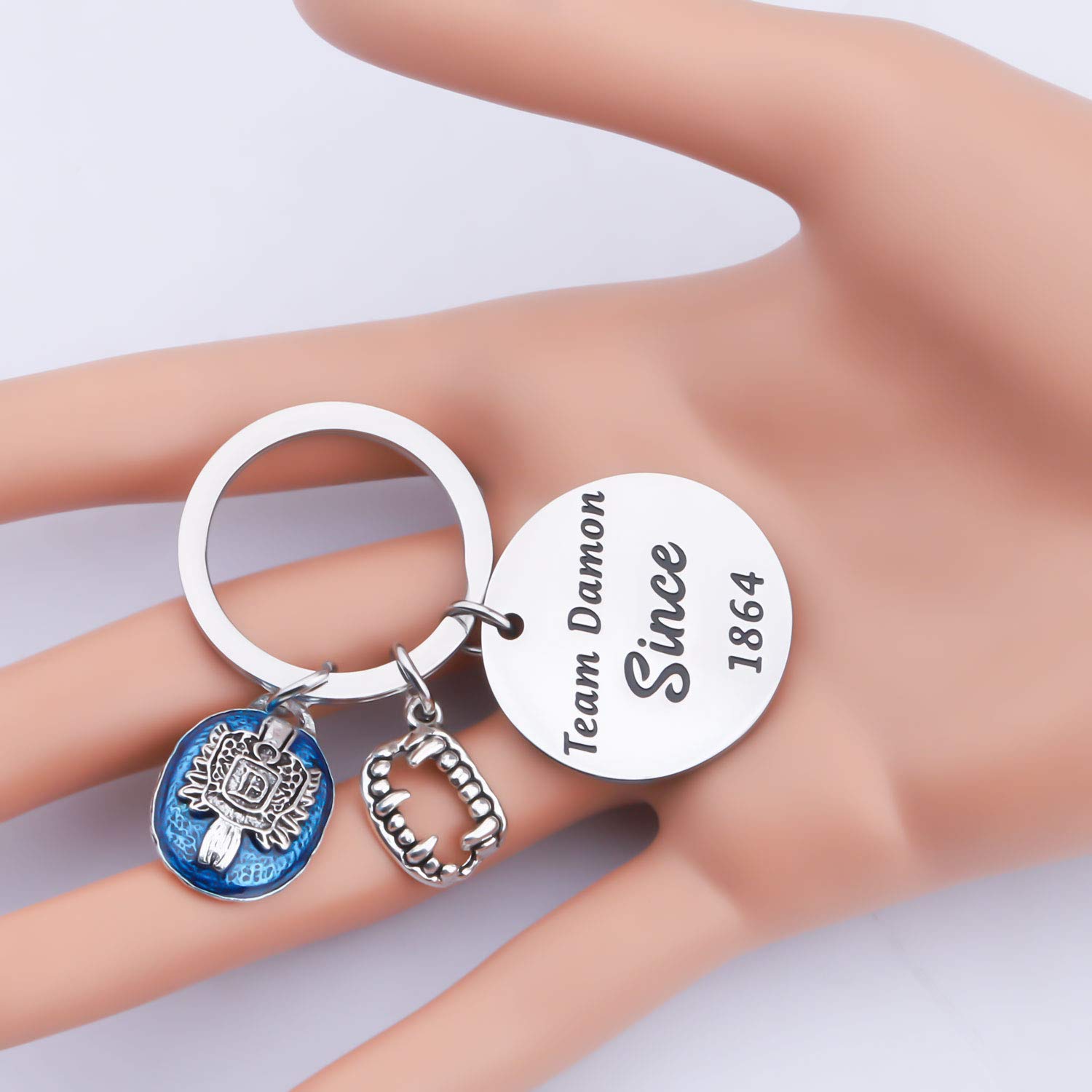 HOLLP The Originals Inspired Jewelry Team Damon Since 1864 Keychain - Perfect Gift for TV Show Fans, Vampire Diaries Lovers & Collectors - Great for Cosplay, Fan Meetings & Birthday Presents