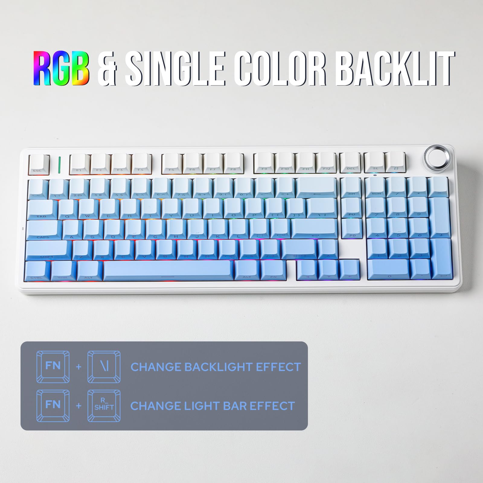 EPOMAKER X Aula F99 PRO Wireless Mechanical Gaming Keyboard - Hot Swappable Custom Keyboard with 8000mAh Battery, 2.4GHz/Bluetooth 5.0/Type-C Connectivity, RGB Backlit (Blue Gradient) - Perfect for PC Gaming, Office Work & Typing Enthusiasts