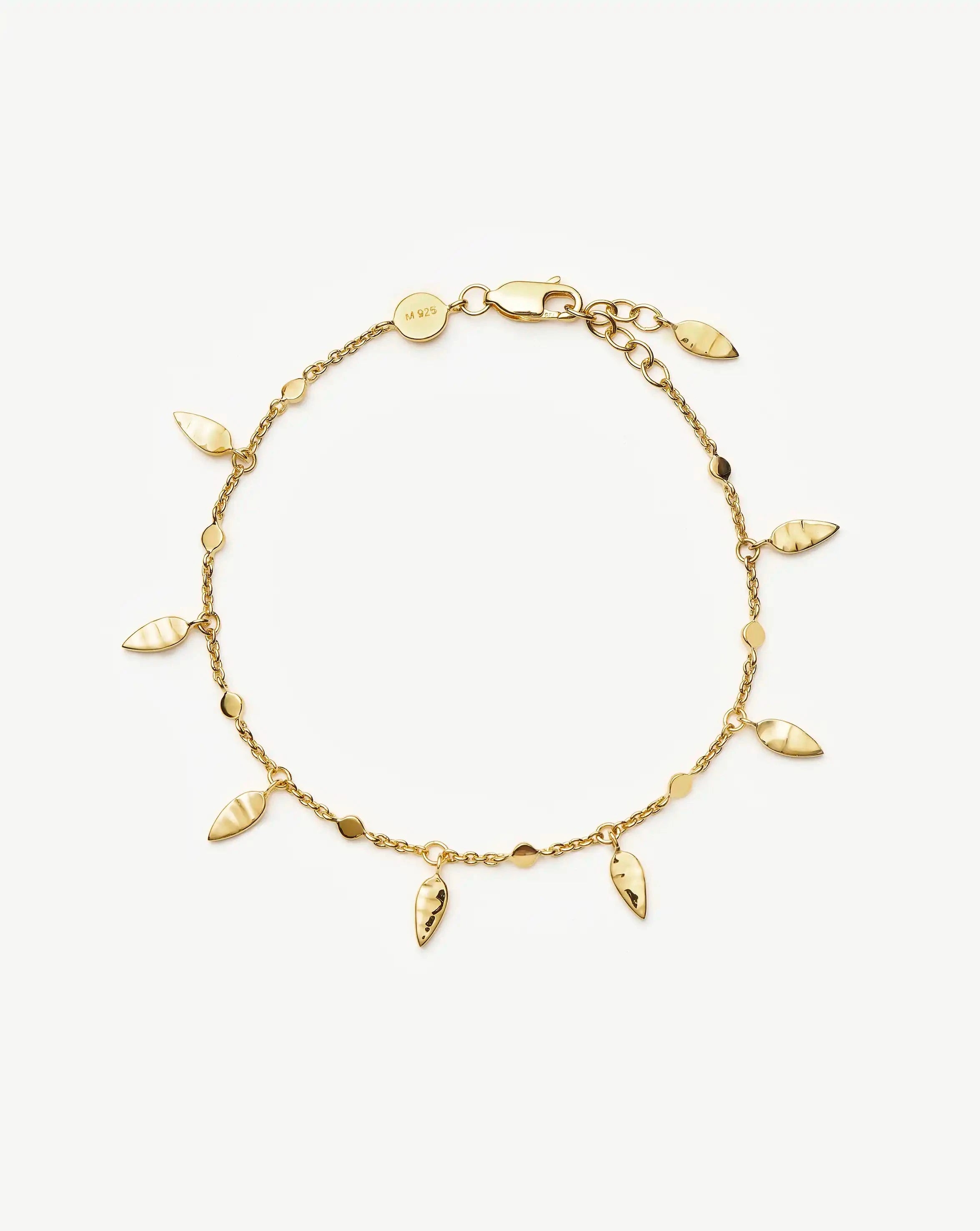 18K Gold Plated Vermeil Leaf Bracelet for Women - Elegant & Dainty Jewelry Gift for Birthday, Anniversary & Special Occasions