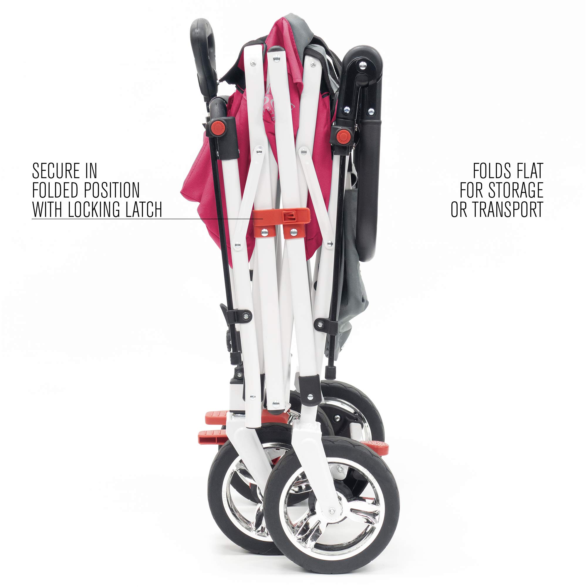 Creative Outdoor Wagon for Kids - Push & Pull Collapsible Stroller with Canopy | Foldable Wagon for Beach, Park, Garden & Tailgate Parties | Silver Series Plus in Pink | Perfect for Family Outings, Picnics & Outdoor Adventures