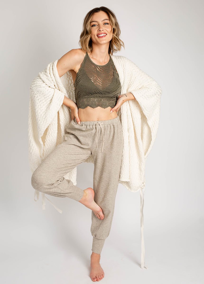Amaya Olive Bralette - Comfortable Wireless Lace Bralette for Women - Perfect for Yoga, Lounge & Everyday Wear